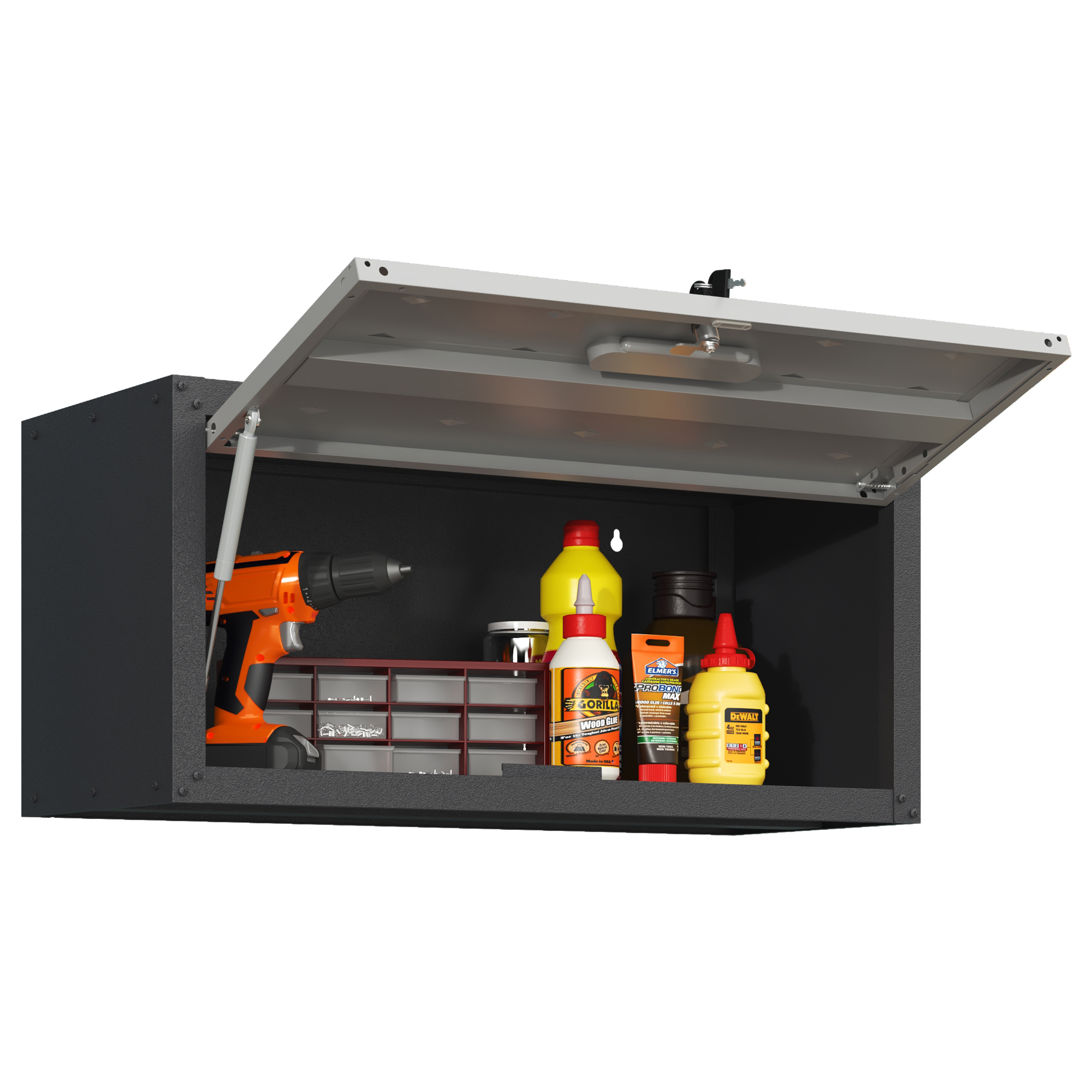 Mehrzweck-metallwandschrank, Wandmontierter Werkzeugschrank Mit Abschließbarer Tür, Hängeschrank Aus Stahl, Geeignet Für Garage, Keller, Werkstatt Und Küche, H 34,5 Cm × B 75 Cm × T 30 Cm