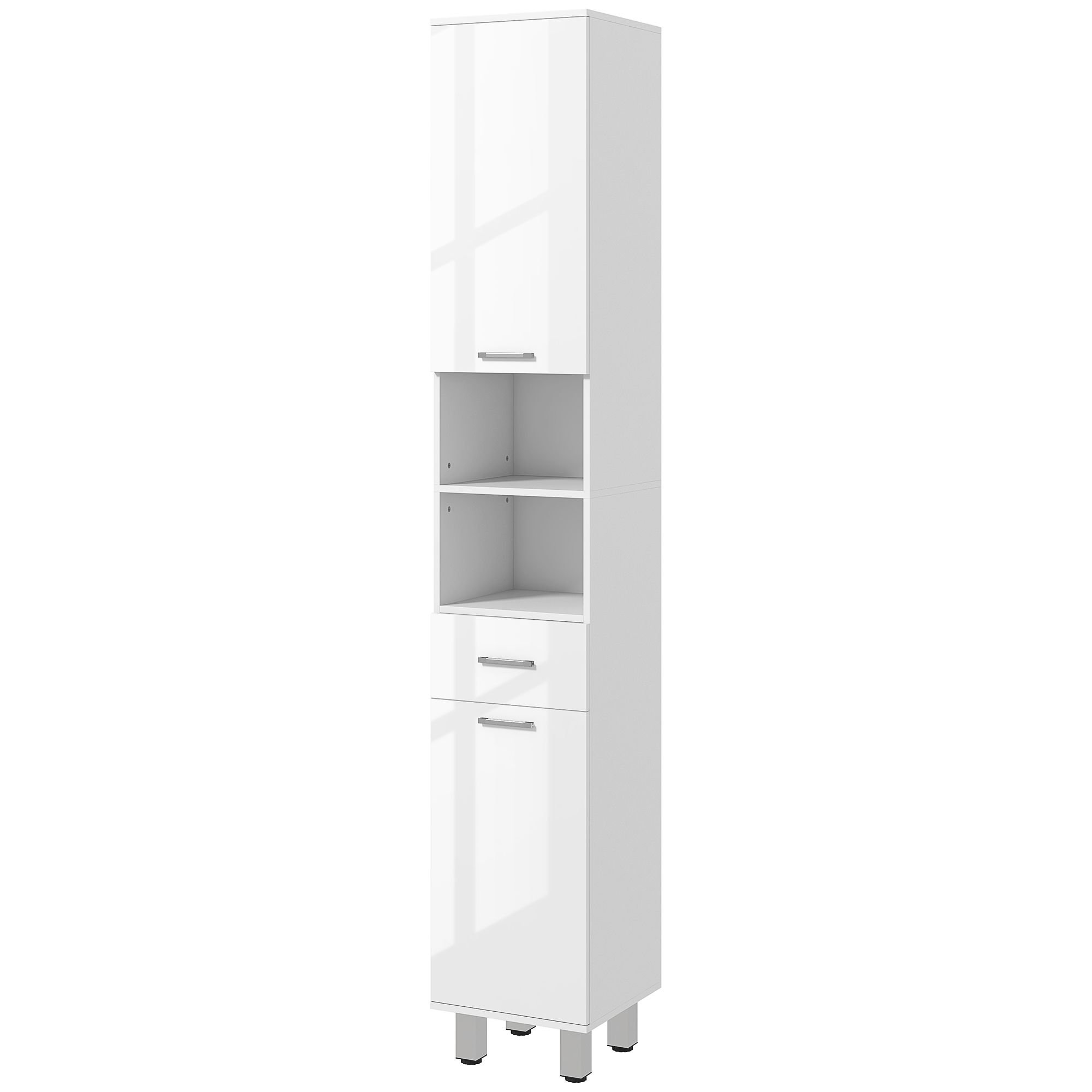 Badezimmerschrank, Kommode, Mit Regalböden Und Schublade, Verstellbar, Weiß