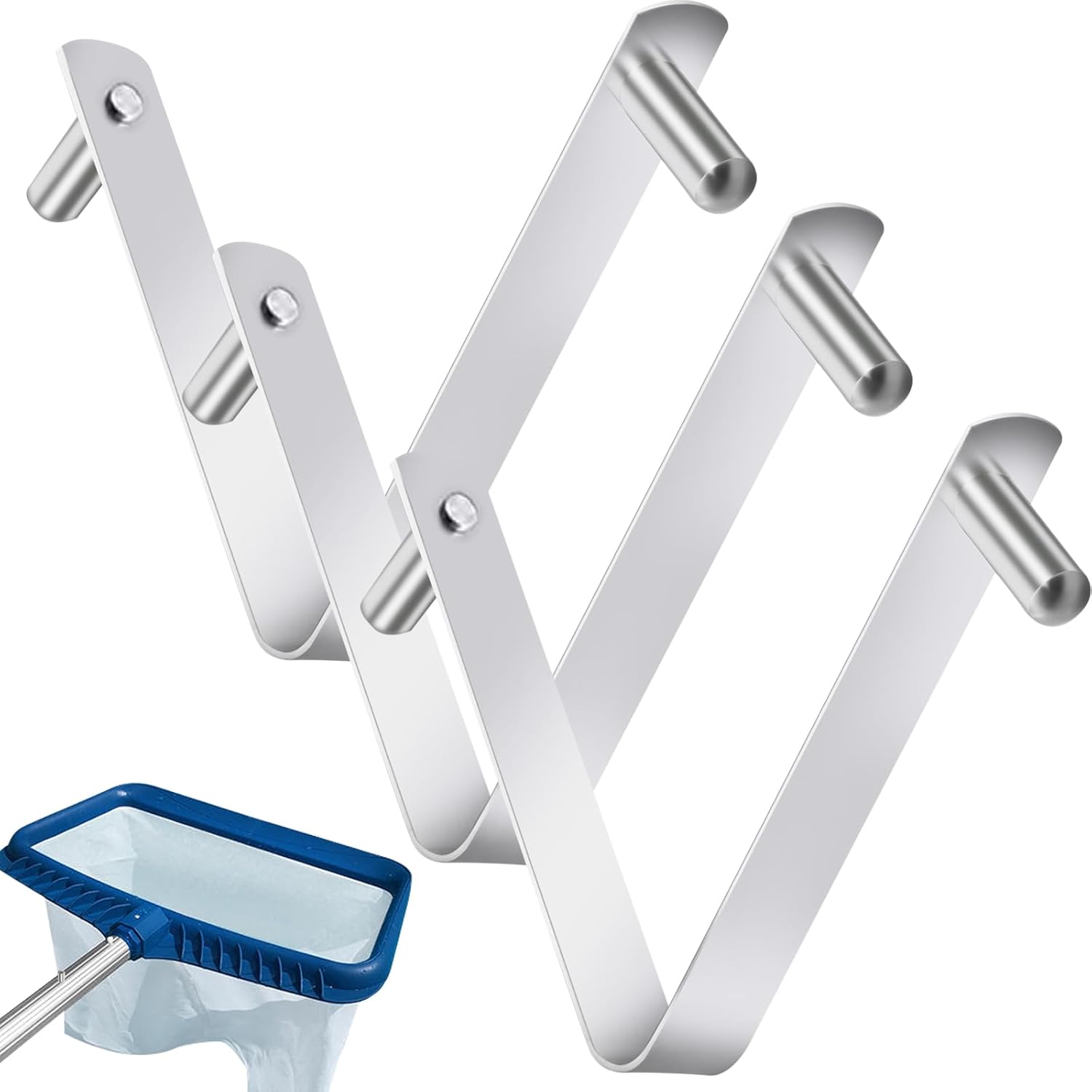 Set Mit 3 Universellen V-förmigen Clips Für Poolhüllen – Kompatibel Mit Bürsten, Clips Und Haken Zubehör Aus Edelstahl Mit Doppelstift Und Feder.