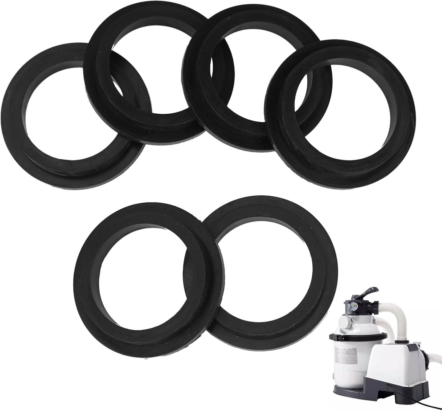 Dichtungen Für Poolpumpen (6er-pack) – Gummi-o-ringe Für Intex-sandfilterpumpen (11228/11412) – Schwarz
