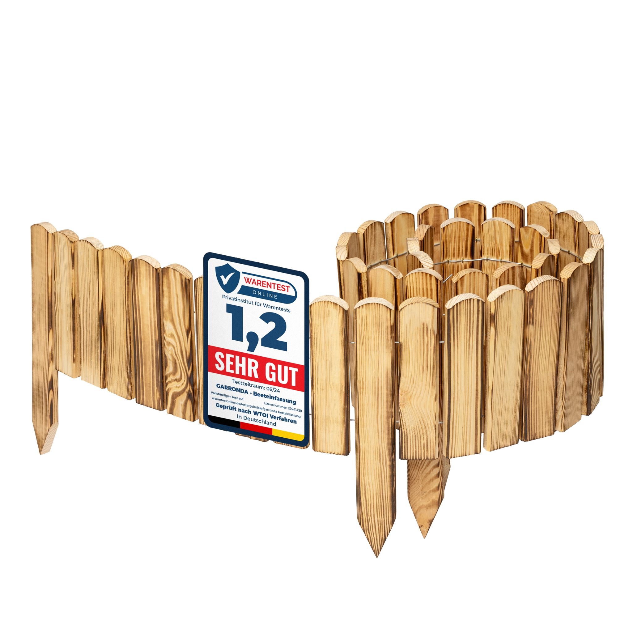 Garronda 200x20 Cm Rasenkante Beeteinfassung Holz Gebrannt Gd-0046
