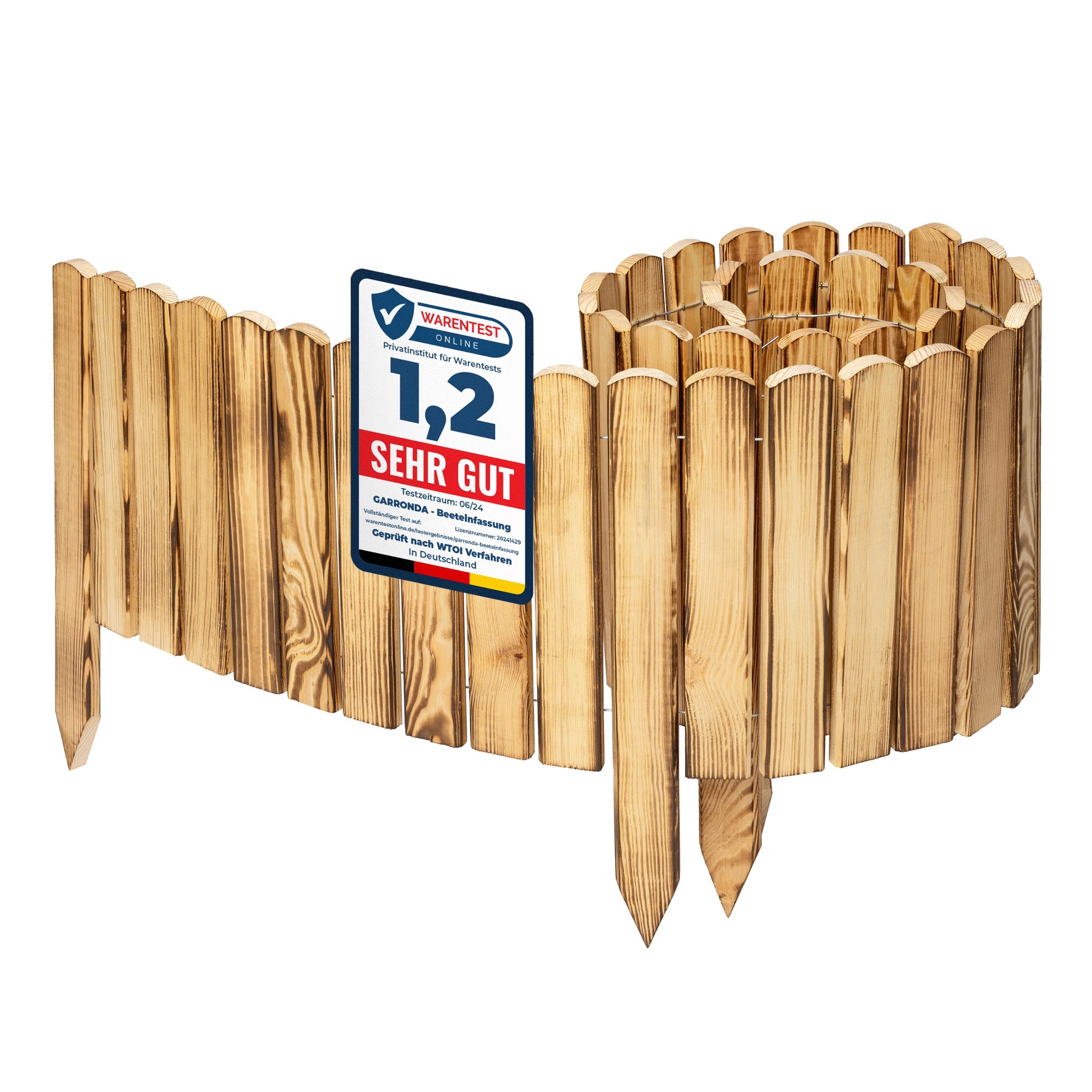 Garronda 200x30 Cm Rasenkante Beeteinfassung Holz Gebrannt Gd-0046