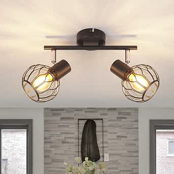 Gbly Led Deckenlampe 1 Flammig Deckenstrahler 350° Schwenkbar E14 Metall Deckenleuchte Schwarz Flurlampe Deckenspot Für Flur Küche Schlafzimmer Ohne Leuchtmittel