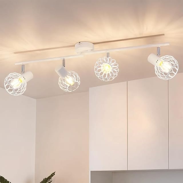 Gbly Led Deckenstrahler 4 Flammig Deckenlampe Weiß E14 Metall 350° Schwenkbar Wohnzimmer Lampe Deckenspot Küche Deckenleuchte Ohne Leuchtmittel