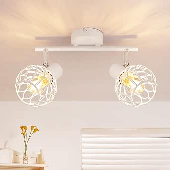 Gbly Led Deckenstrahler 2 Flammig Deckenlampe Weiß E14 Metall 350° Schwenkbar Küchenlampe Deckenspot Flur Deckenleuchte Ohne Leuchtmittel