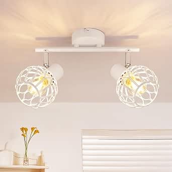 Gbly Led Deckenstrahler 2 Flammig Deckenlampe Weiß E14 Metall 350° Schwenkbar Küchenlampe Deckenspot Flur Deckenleuchte Ohne Leuchtmittel
