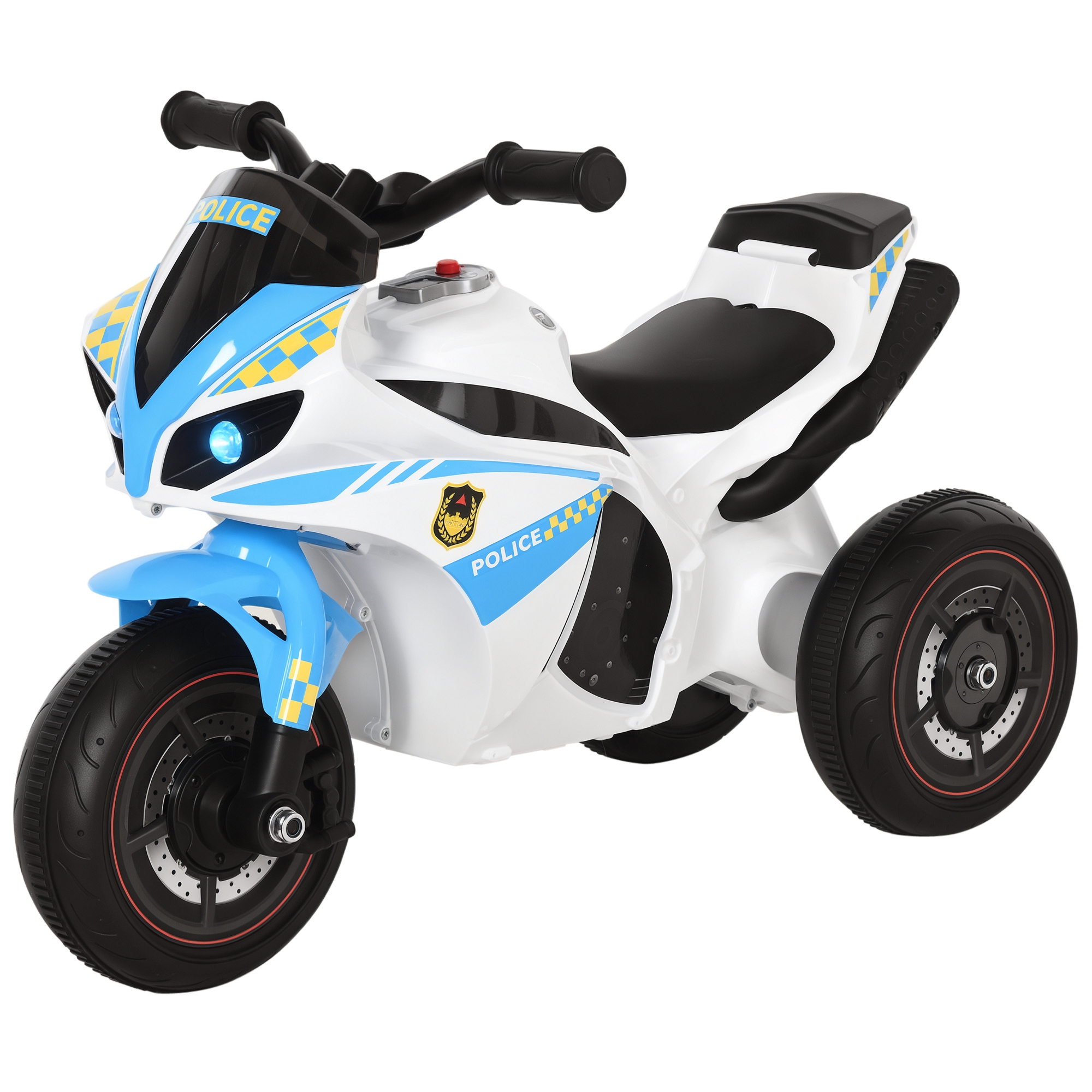 Kinder-rutscher Motorrad Rennmotorrad Mit Musik- Und Lichteffekten, Stauraum, Blau-weiß
