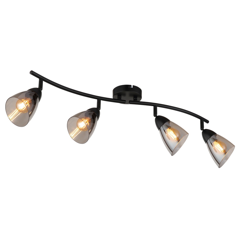 Deckenleuchte Wandstrahler Wohnzimmerlampe Schwenkbar Schwarz Metall Glas L 70cm