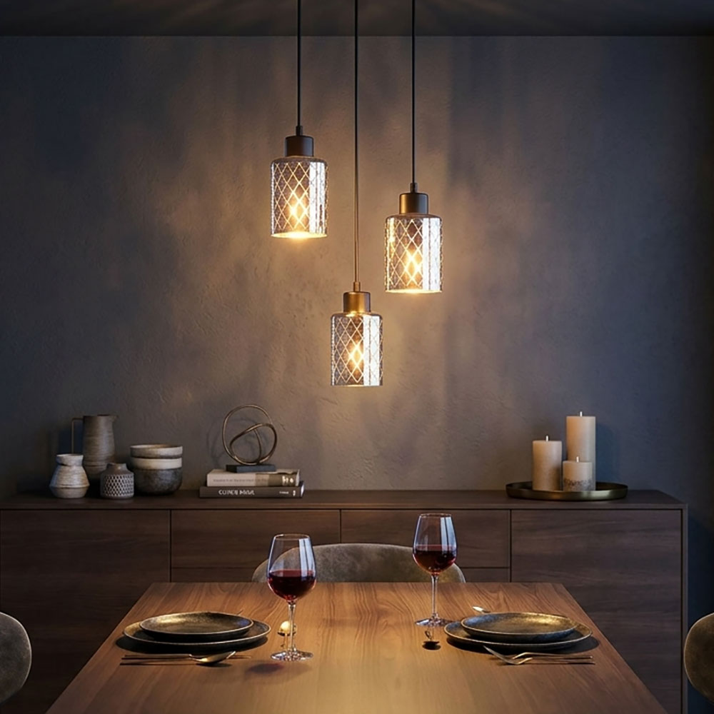 Hängeleuchte Pendelleuchte Esszimmerlampe Led 3-flammig Schwarz Metall D 29 Cm