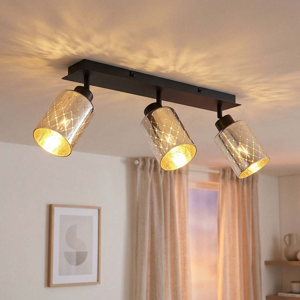 Led Deckenleuchte Deckenlampe Wohnzimmerlampe Spots Verstellbar Schwarz L 66 Cm