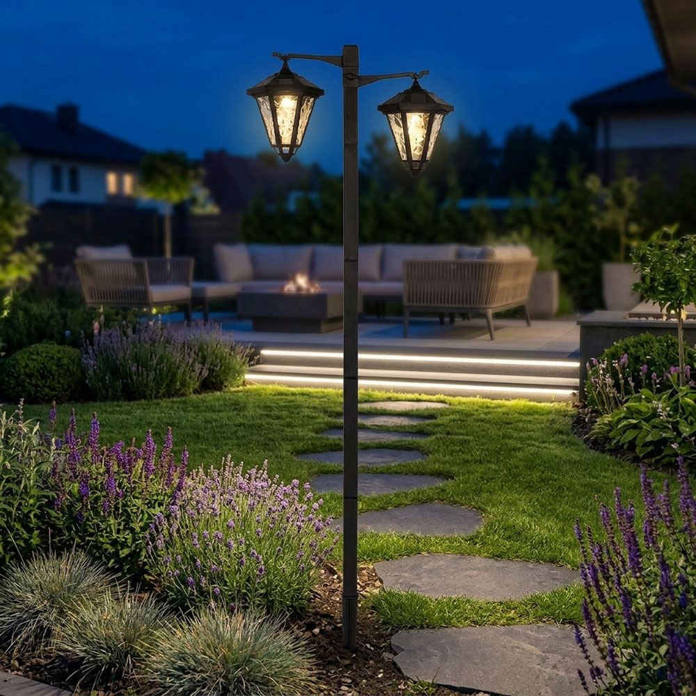 Led Solarwegeleuchte Gartenlampe Laterne Dämmerungssensor Schwarz H 136 Cm