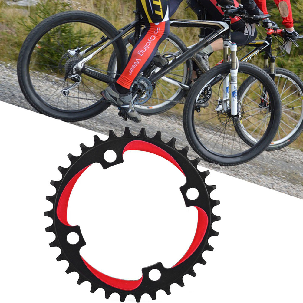 34t 104bcd Kurbelgarnitur Aus Aluminiumlegierung Für Mountainbikes Und Rennräder (singlespeed), Schwarz/rot