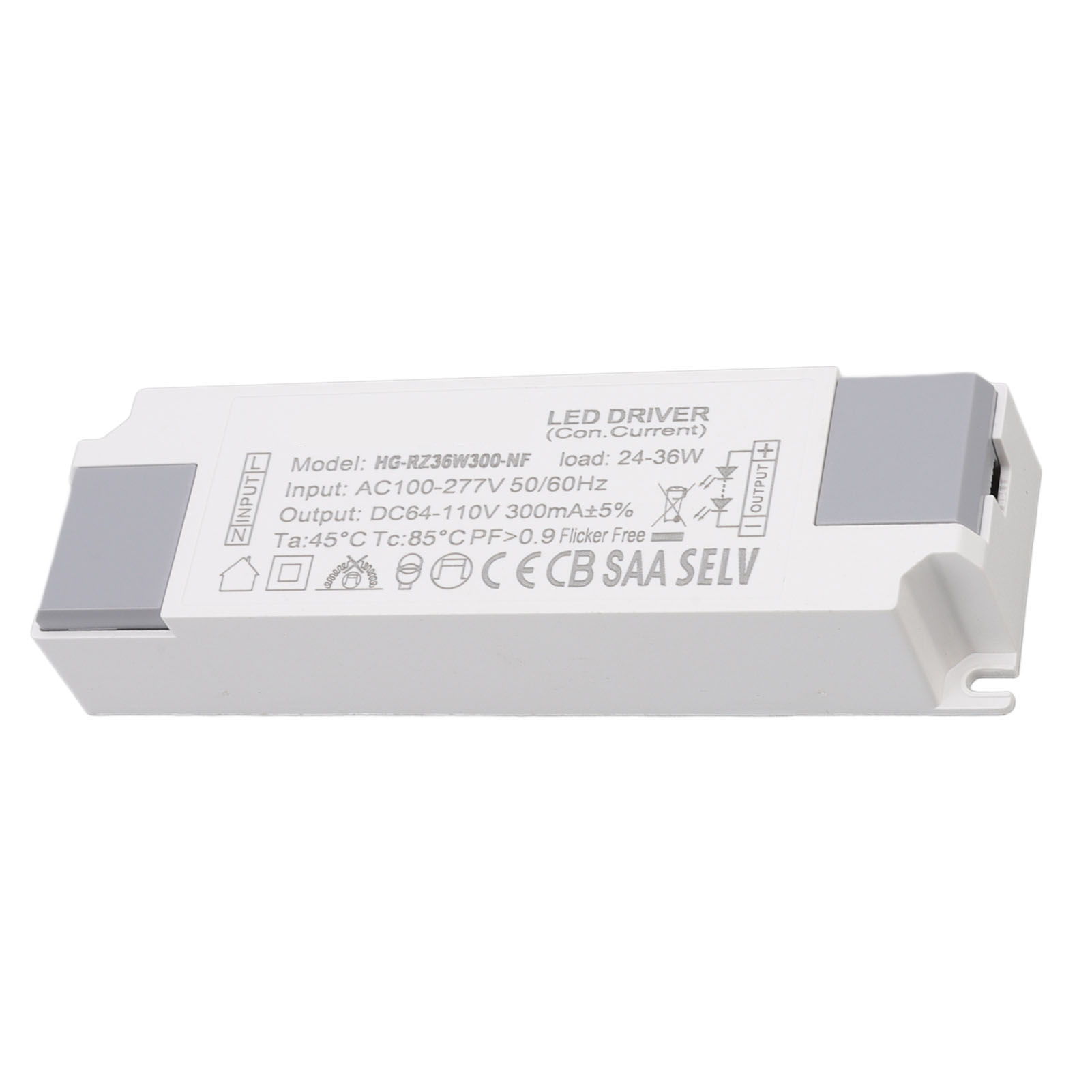 Led-treiber-laststromversorgungs-anschlusstransformator Für Led-leuchten, 24–36 W, 300 Ma Eingang, Ac 100–277 V, Ausgang, Dc 64–110 V
