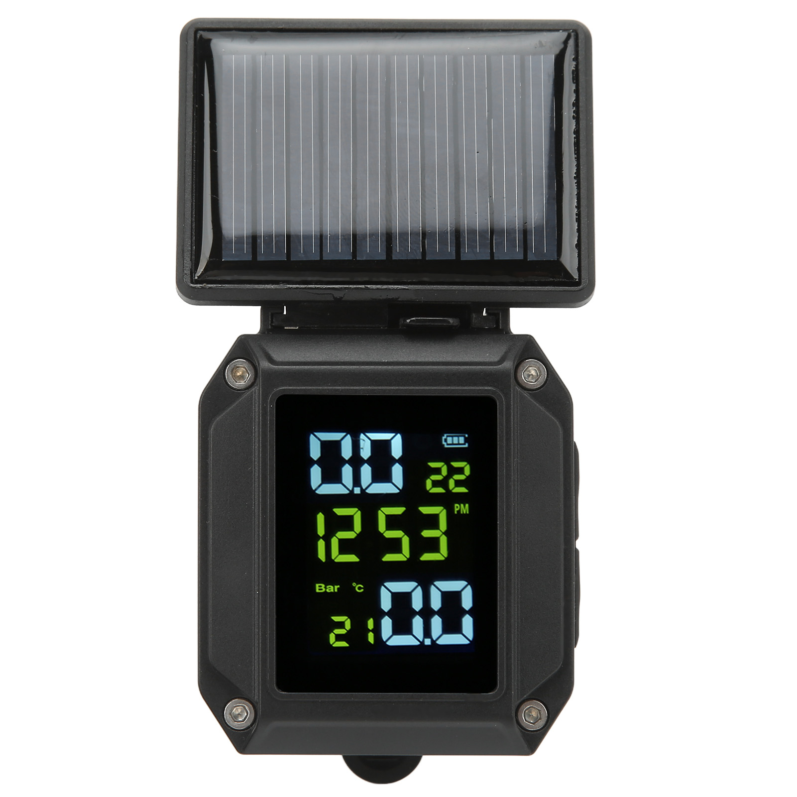 Motorrad-reifendruckkontrollsystem Mit 2 Externen Sensoren, Zeit- Und Temperaturanzeige, Digitalem Tpms