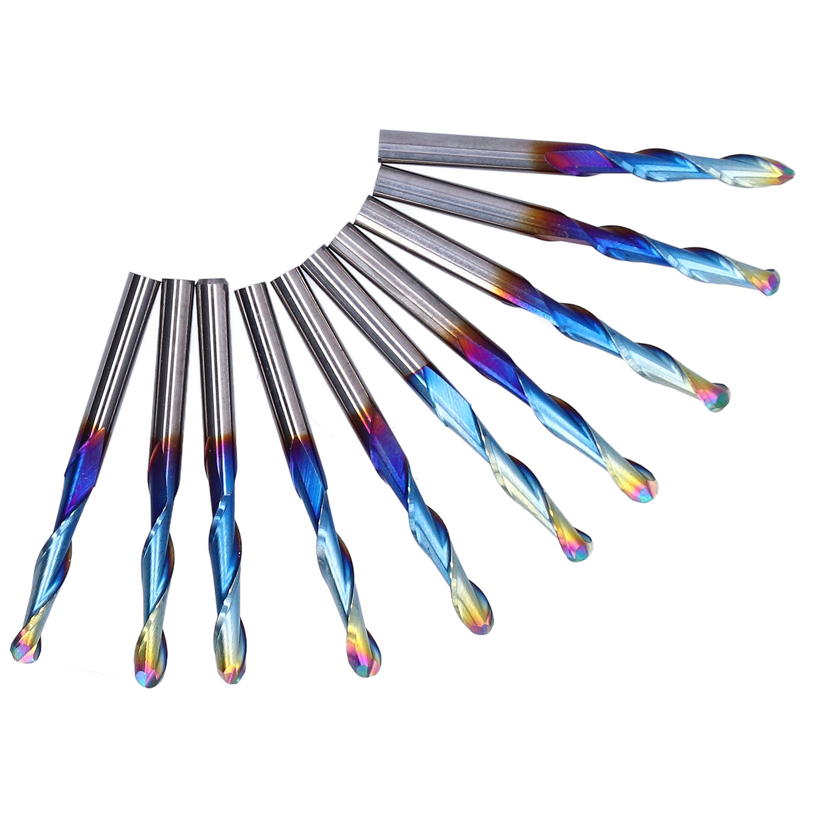 10 Stück Fräser Aus Wolframstahl Mit Spiralnut, Blau Beschichtet, Für Holz, Pvc Und Nylon