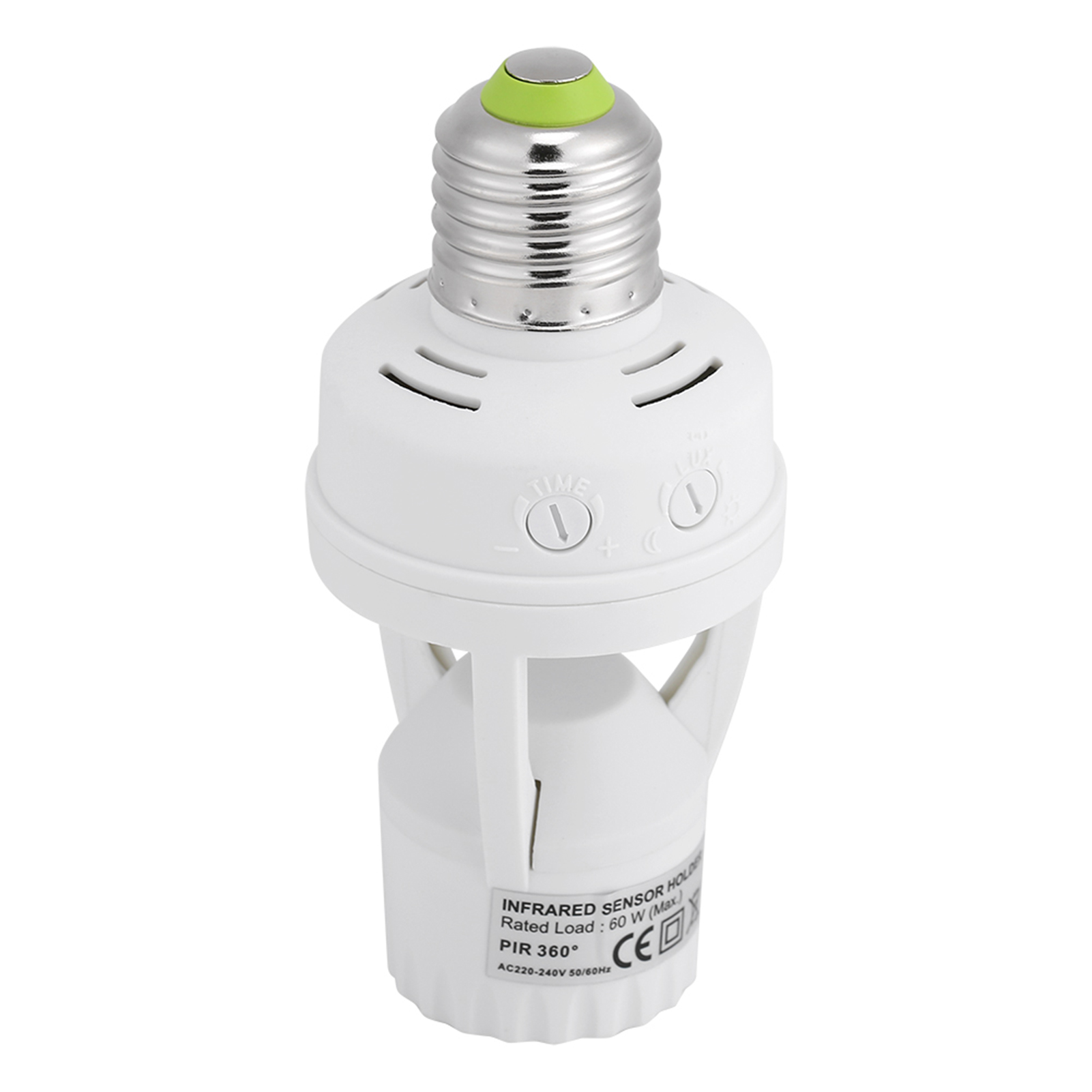 E27 Led-lampenfassung Mit Schalter, Einstellbarem Infrarot-bewegungsmelder, Montagehalterung, Wechselspannung 110–240 V