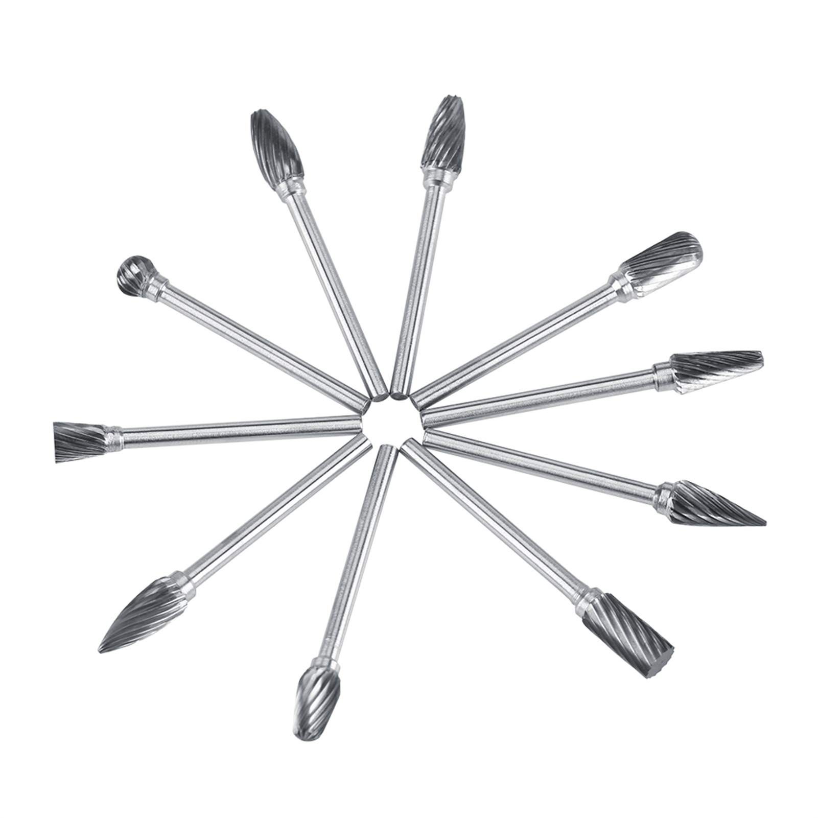 Satz Von 10 Hartmetall-rotationsfräsern, 3 Mm Schaft, 6 Mm Schnittdurchmesser, Einzelschnitt Für Oberfräsen.