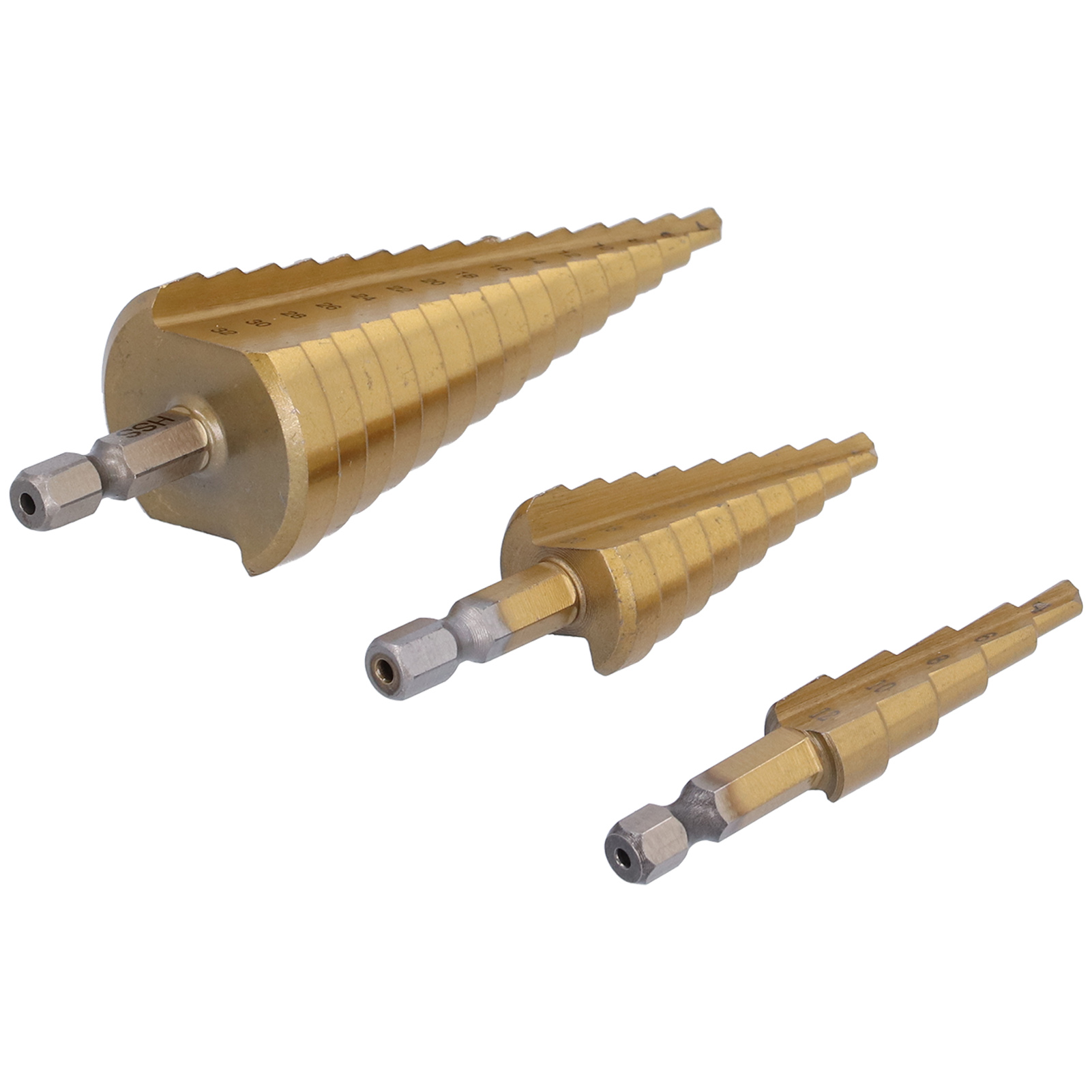 Stufenbohrer Aus Hss-stahl, Pagodenbohrer-set 4-12/4-20/4-32 Mm, Sechskantschaft, Gerade Nuten