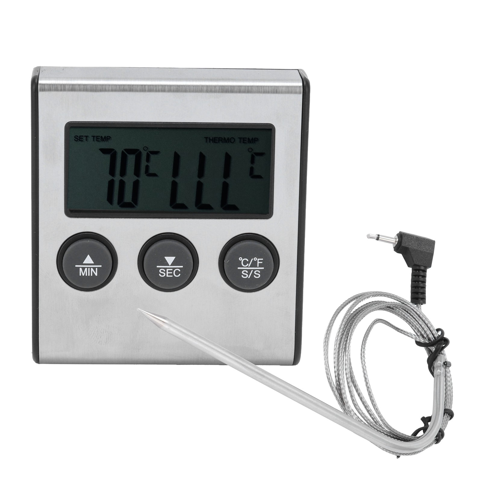 Digitales Küchenthermometer Mit Klappbarer Sonde, Timer Und Alarm, Zur Messung Der Lebensmitteltemperatur