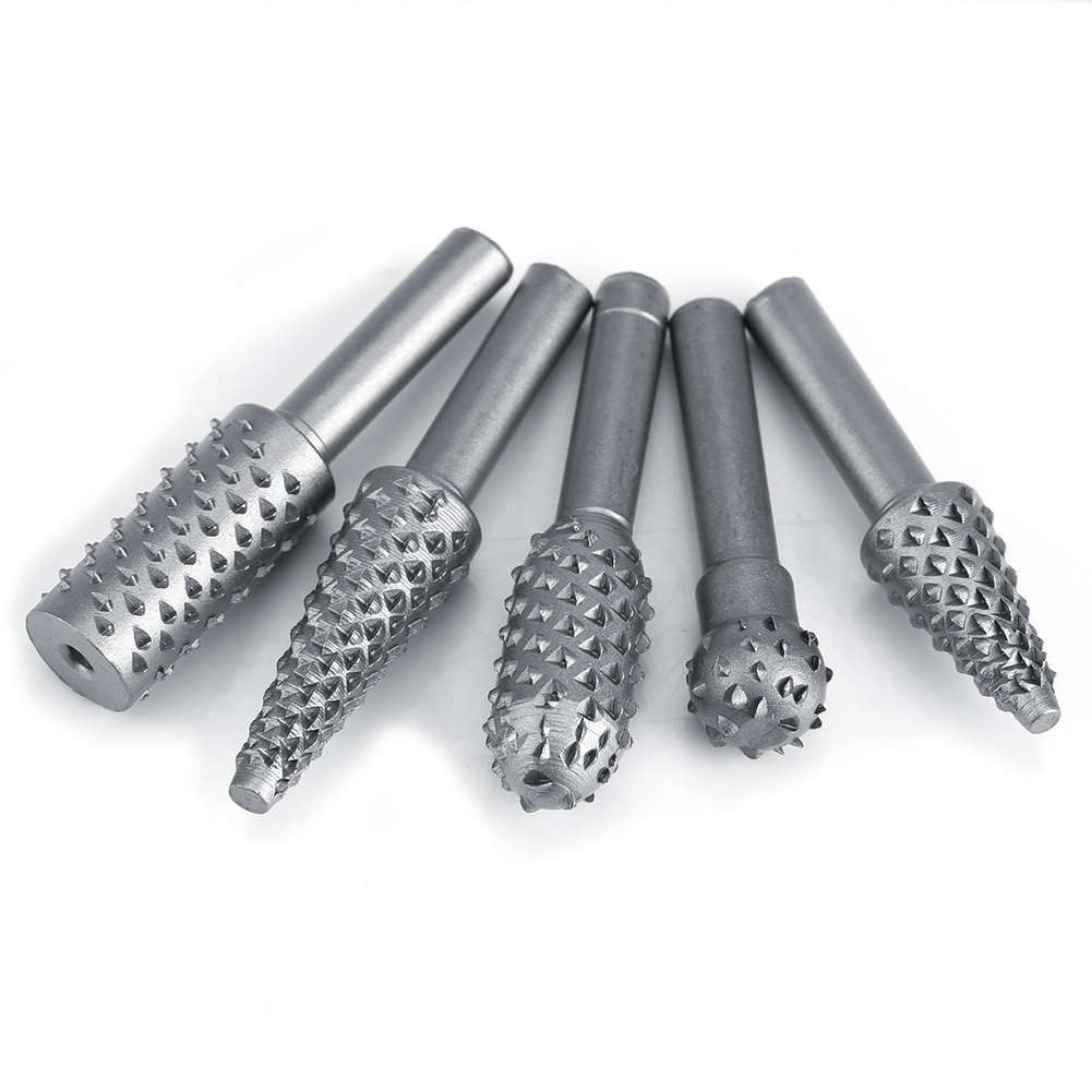 Set Mit 5 Vollhartmetall-rotationsfräsern, 6,3 Mm Schaft, Holzschnitzbohrer, Schaftfeile, Bohrzubehör