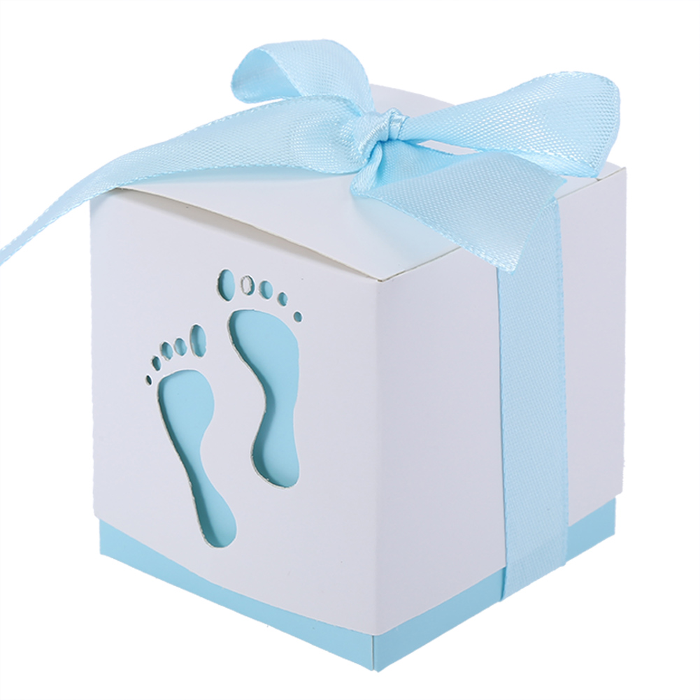 50 Niedliche Blaue Papiertüten Mit Babymotiv, Geschenkbox Für Babypartys, Hochzeiten, Partys