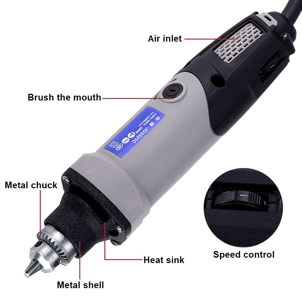 Mini-elektroschleifer 400w, Rotationsbohrmaschine Mit 6 Variablen Geschwindigkeiten, Mehrzweckwerkzeug, 6mm Bohrfutter, 220v Eu-stecker, Zum Schleifen, Polieren Und Gravieren.