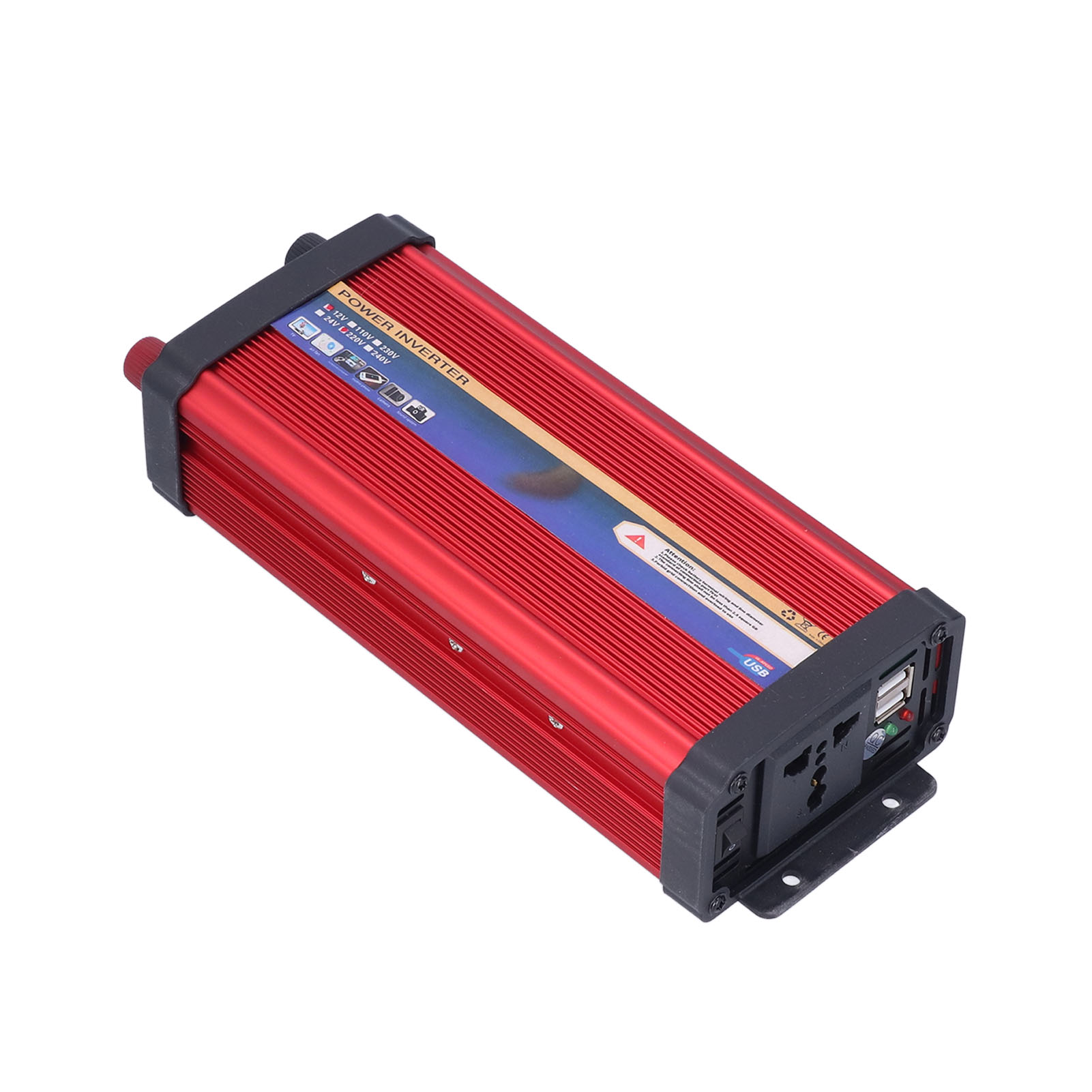 12v-220v 1000w Wechselrichter, Kfz-netzteil Mit Modifizierter Wellenform, Dual-usb-schnellladefunktion, Rotes Aluminiumgehäuse, 220v-stecker