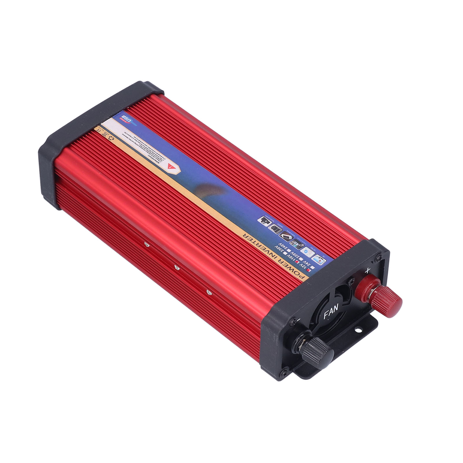 12v-110v 1000w Konverter, Modifizierter Sinus-wechselrichter Für Autos, 2 Schnelllade-usb-anschlüsse, Rote Aluminiumlegierung, 1000 Watt Leistung, Fahrzeugadapter.