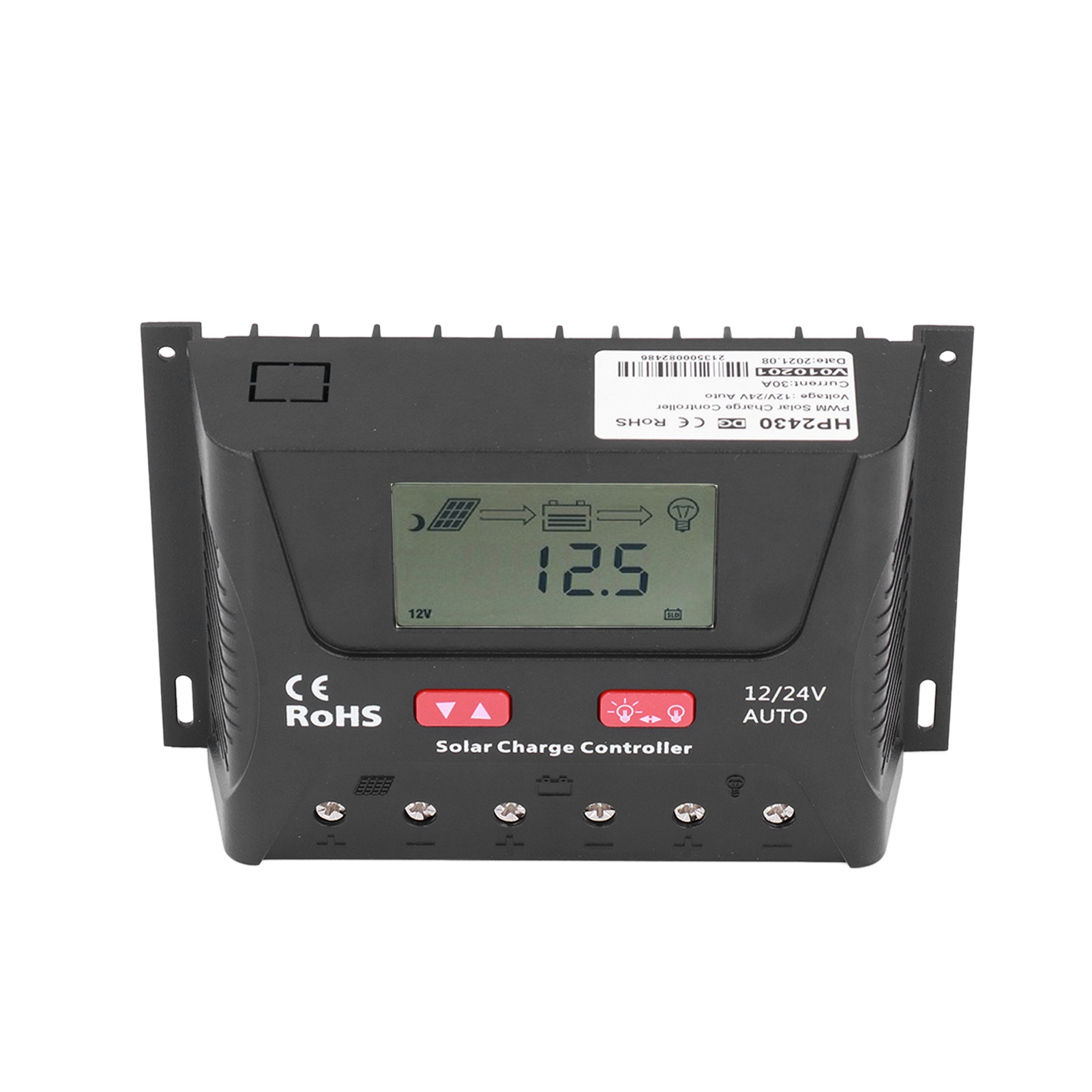 30a 12v/24v Pwm-solarladeregler, Lcd-bildschirm, Automatische Erkennung, Einstellbare Parameter, Für Wohnmobile, Boote Und Yachten