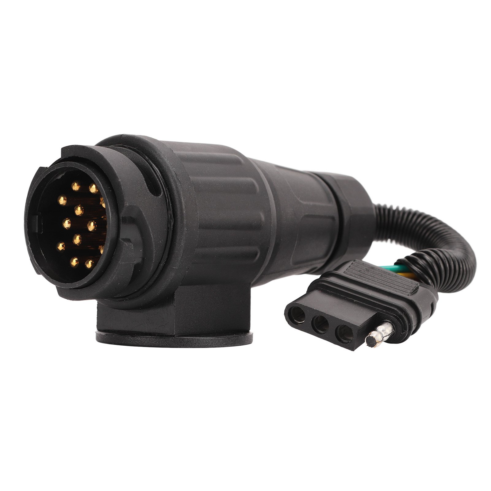 13-poliger Runder Eu-stecker Auf 4-poligen Flachen Us-anhängerstecker-adapter, Konverter Für Wohnwagen, Wohnmobil, Stecker
