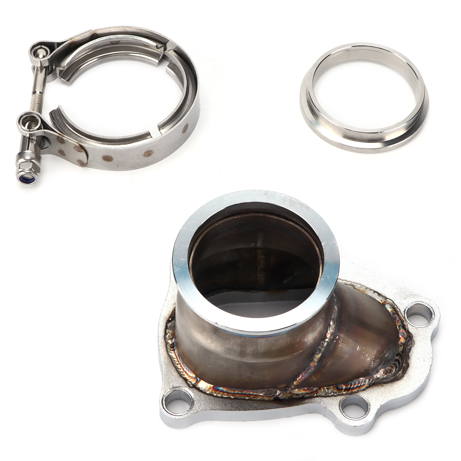 5-loch-downpipe-flansch Auf 2,5-zoll-v-band-umrüstadapter, Ersatz Für Td04-turbolader, Teilenummer 14412aa451, Hochbelastbare Stahlverschraubung.