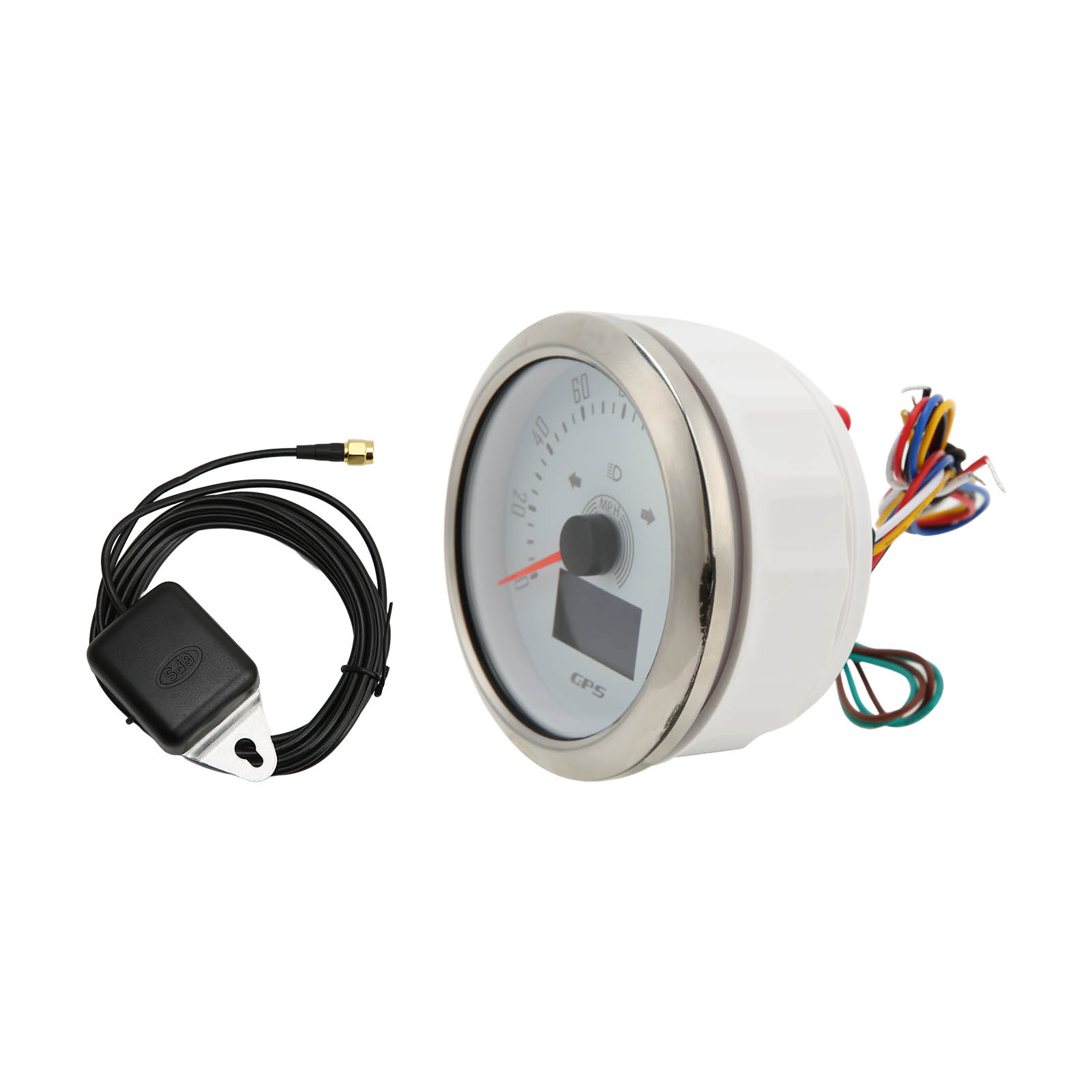Gps-tachometer 0-160 Mph, Lcd-bildschirm, Wasserdicht (ip67), Mehrfarbige Hintergrundbeleuchtung, Universell Einsetzbar Für Auto, Boot, Wohnmobil, Yacht, Weiß