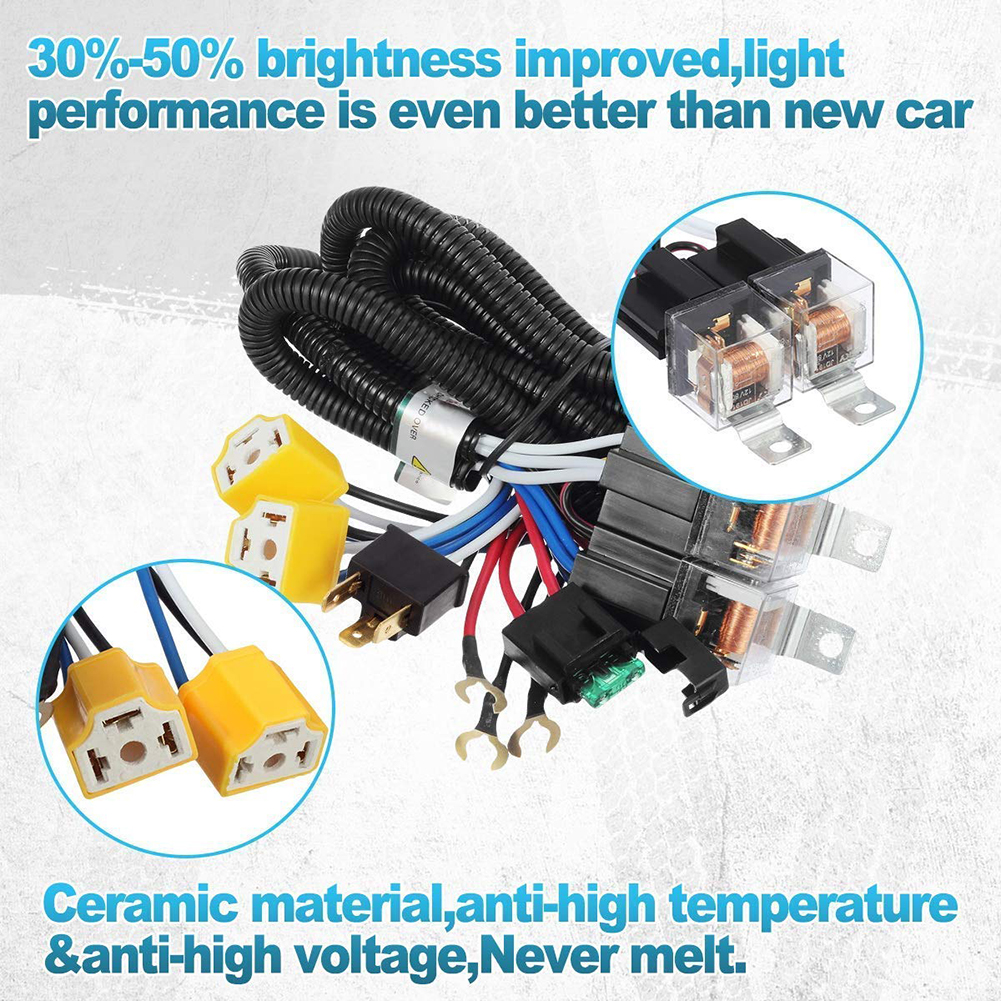Set Bestehend Aus 2 H4-led-scheinwerferlampen, 12 V, Keramikfassung, Relais, Kabelbaum