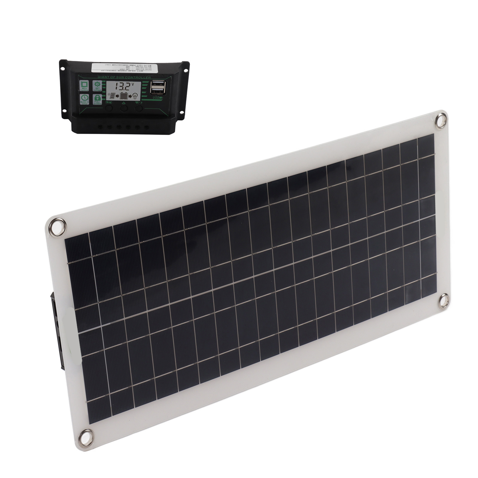 30-w-polykristallin-solarpanel-set + 30-a-laderegler, 12 V, Für Wohnmobil, Boot, Wohnwagen, Transporter Und Anhänger, Hocheffizientes Silizium