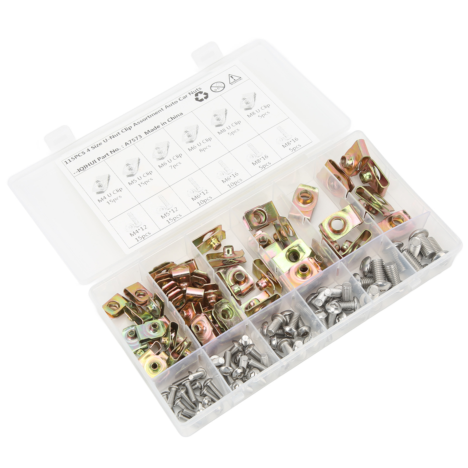 115-teiliges U-clip-set, 4 Größen M4, M5, M6, M8, Verschiedene Verzinkte, Mehrfarbige Schrauben Für Den Einsatz An Autos Und Motorrädern