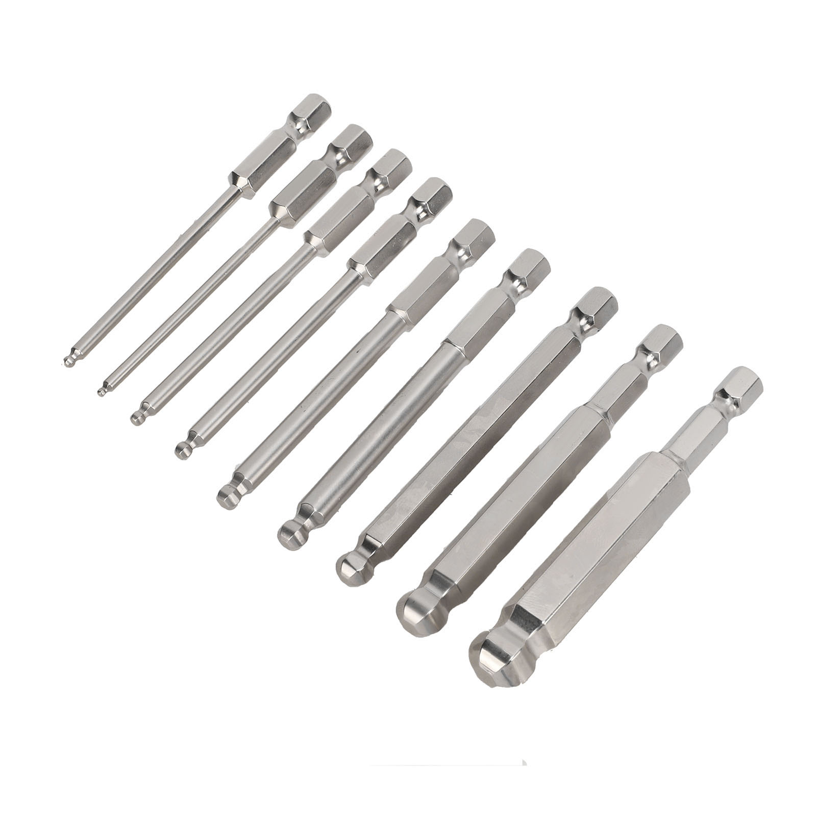 Set Mit 9 Magnetischen 75-mm-bits, Kugelkopf, 1/4"-sechskantschaft, Kreuzschlitz- Und Schlitzschraubendrehern Für Bohrmaschinen, Profi-set