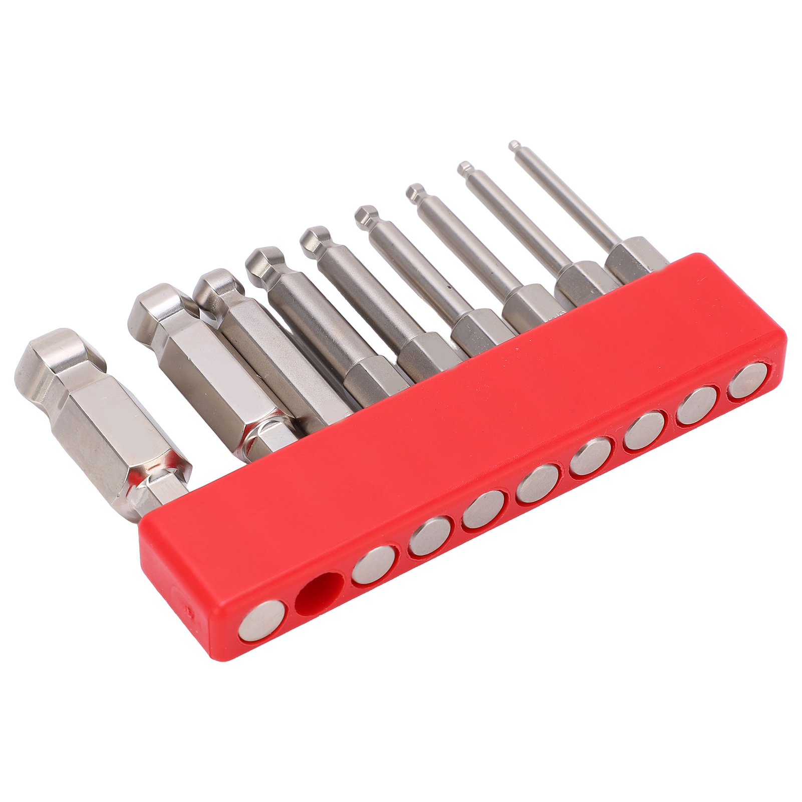 Set Mit 9 S2-sechskantschraubendreherbits, Rostfrei, Kugelförmige Magnetköpfe, 1/4-zoll-schaft, 50 Mm, Für Präzises Schrauben.