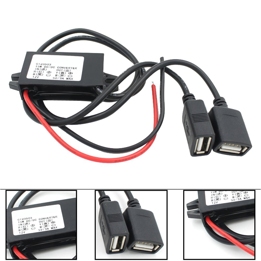 12v Auf 5v 3a Adapter, Dual-usb-anschluss-abwärtsspannungsregler Für Das Auto, 15w Autoladegerät