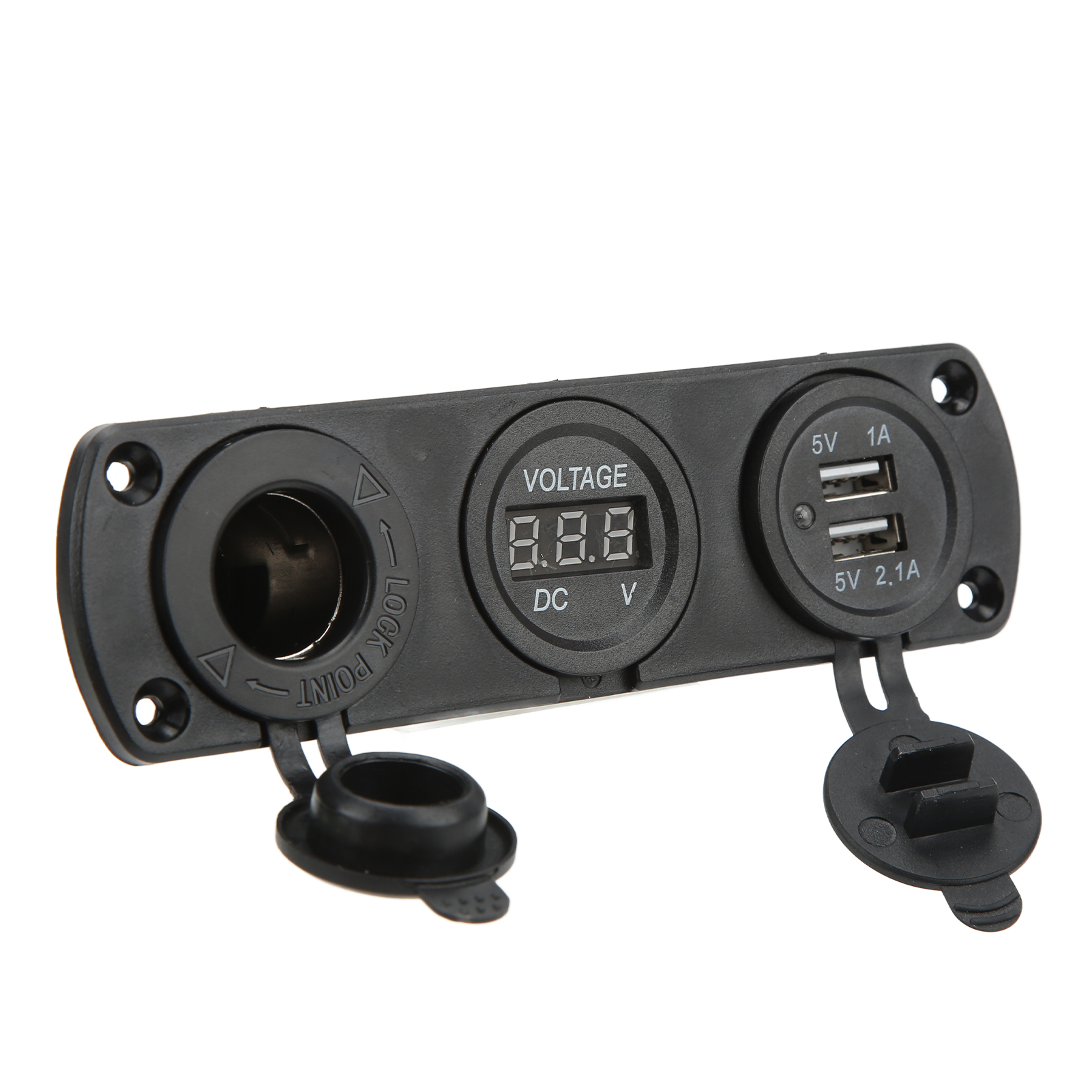 3-in-1-ladebuchse Mit Zwei Usb-anschlüssen, Zigarettenanzünder Und Digitalem Led-voltmeter Für Lkw, Boot Und Wohnmobil.