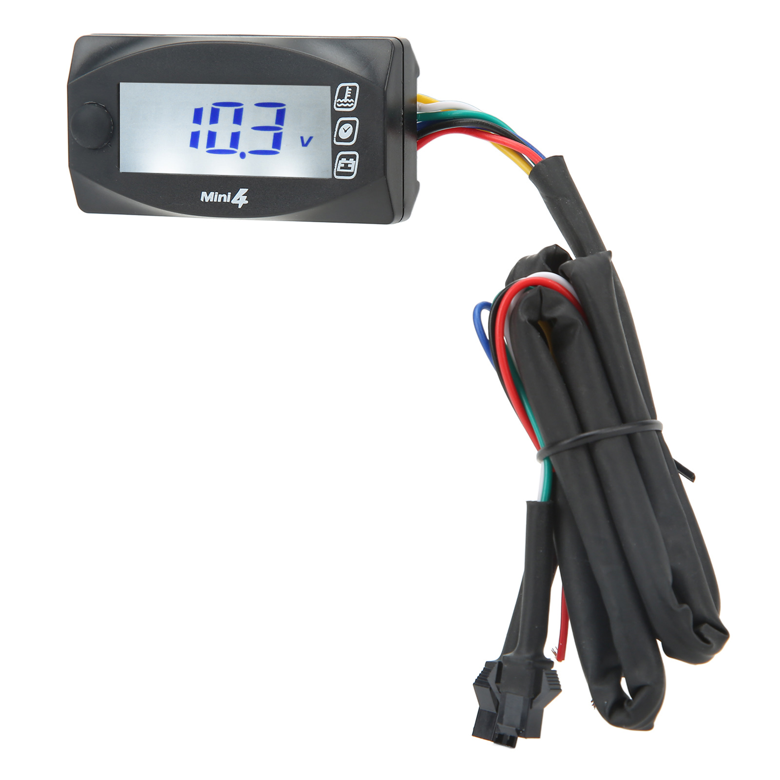 Digitales 4-in-1-motorradthermometer, Lcd-bildschirm, Misst Motor-/wassertemperatur, Spannung, Uhr, 12v Dc Kompatibel, Universeller 22mm T-stück-adapter.