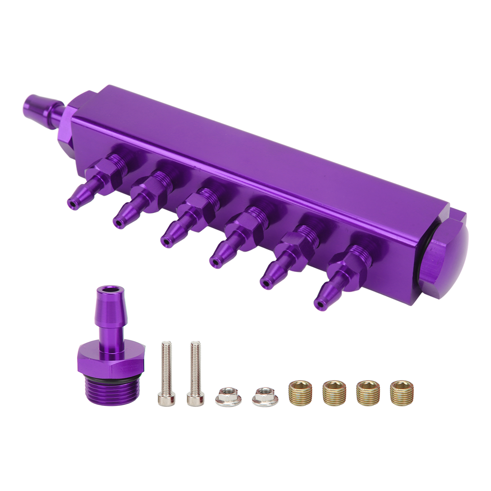 Universeller 6-port-ansaugkrümmer Mit 1/8-zoll-npt-anschlüssen, 1/2-zoll-einlass/auslass, Für Pkw, Lkw Und Turbo, Violette Farbe, Komplettset.