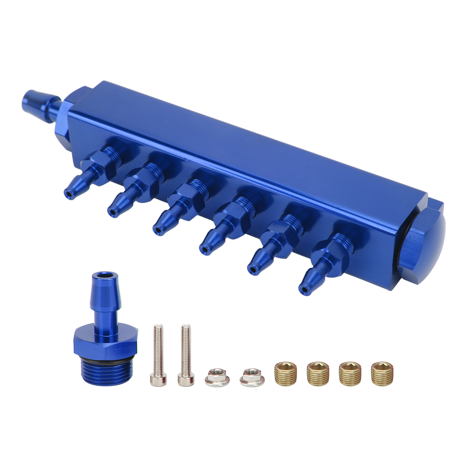 Universeller 6-port-ansaugkrümmer Mit 1/8-zoll-npt-anschlüssen, 1/2-zoll-npt-ein-/auslass, Für Pkw- Und Lkw-turbolader, Blau, Komplettset