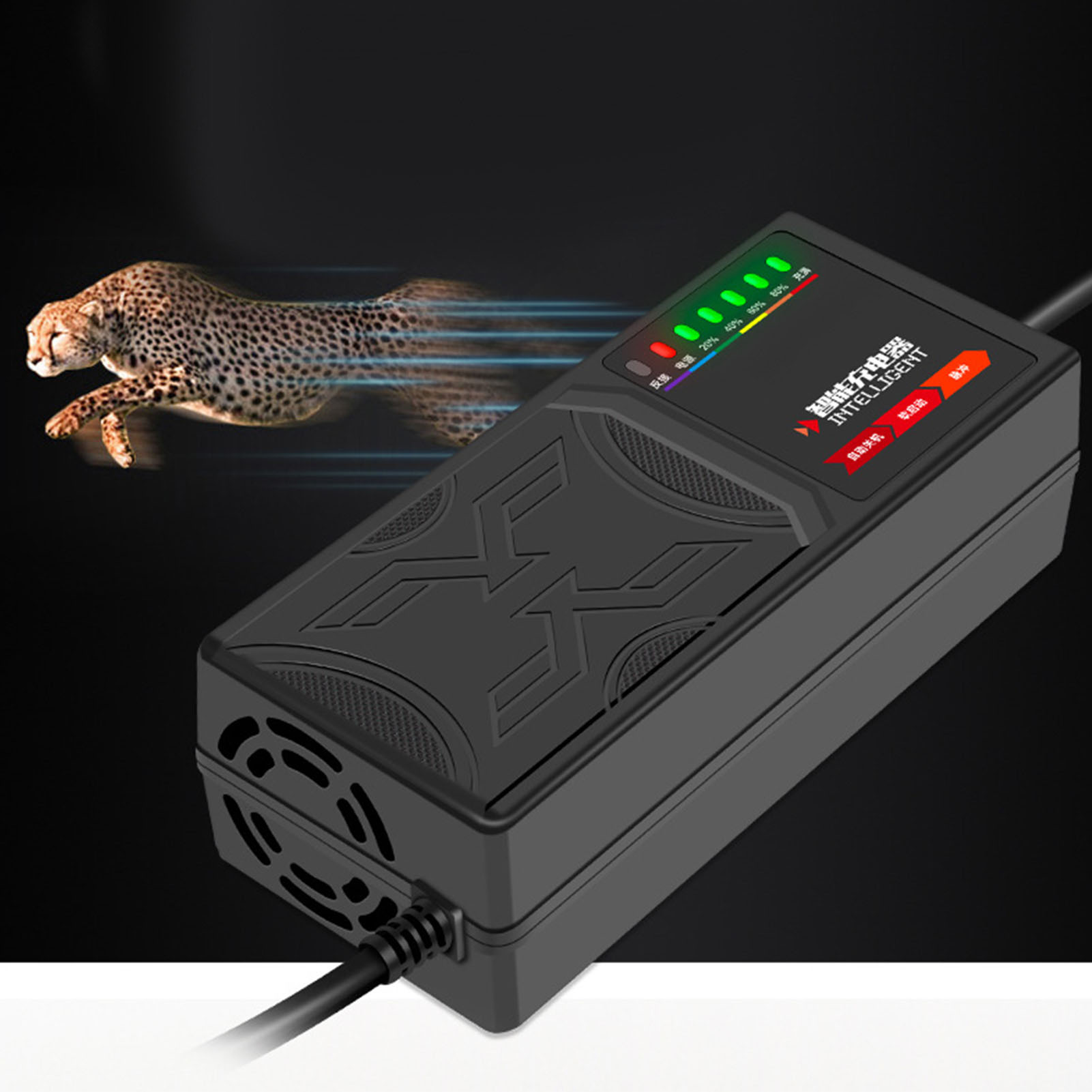 Intelligentes Ladegerät Für Elektrofahrräder Und -roller, 7-led-anzeige, Automatisches Ladegerät, Kompakter Netzadapter, Integrierte Sicherheitsfunktionen, Für Lithium- Und Bleiakkumulatoren.