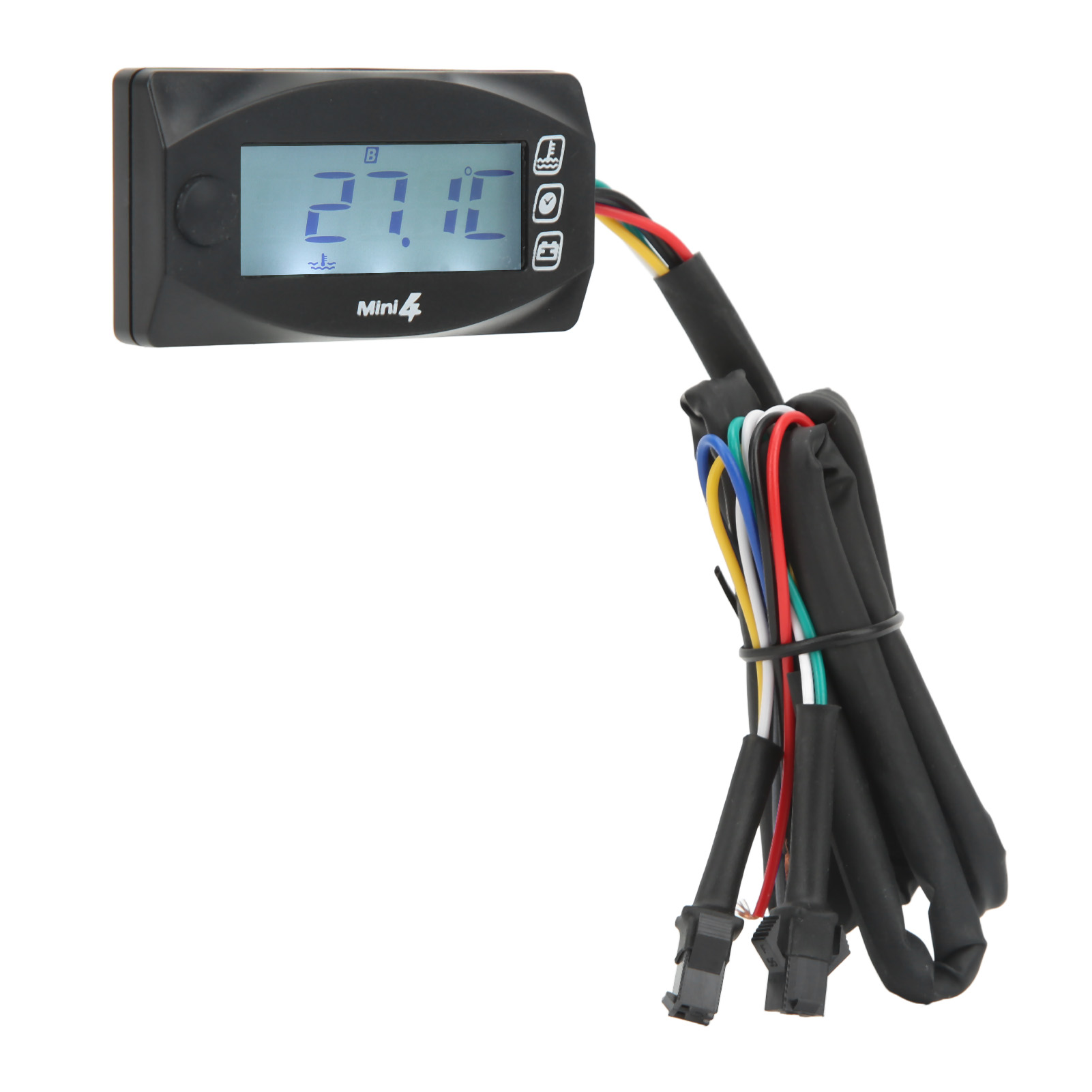 4-in-1 Motorradinstrument: Spannung, Voltmeter, Zeit, Wasser-/öltemperatur, 12 V Gleichstrom, Universalanschluss M16x1,5