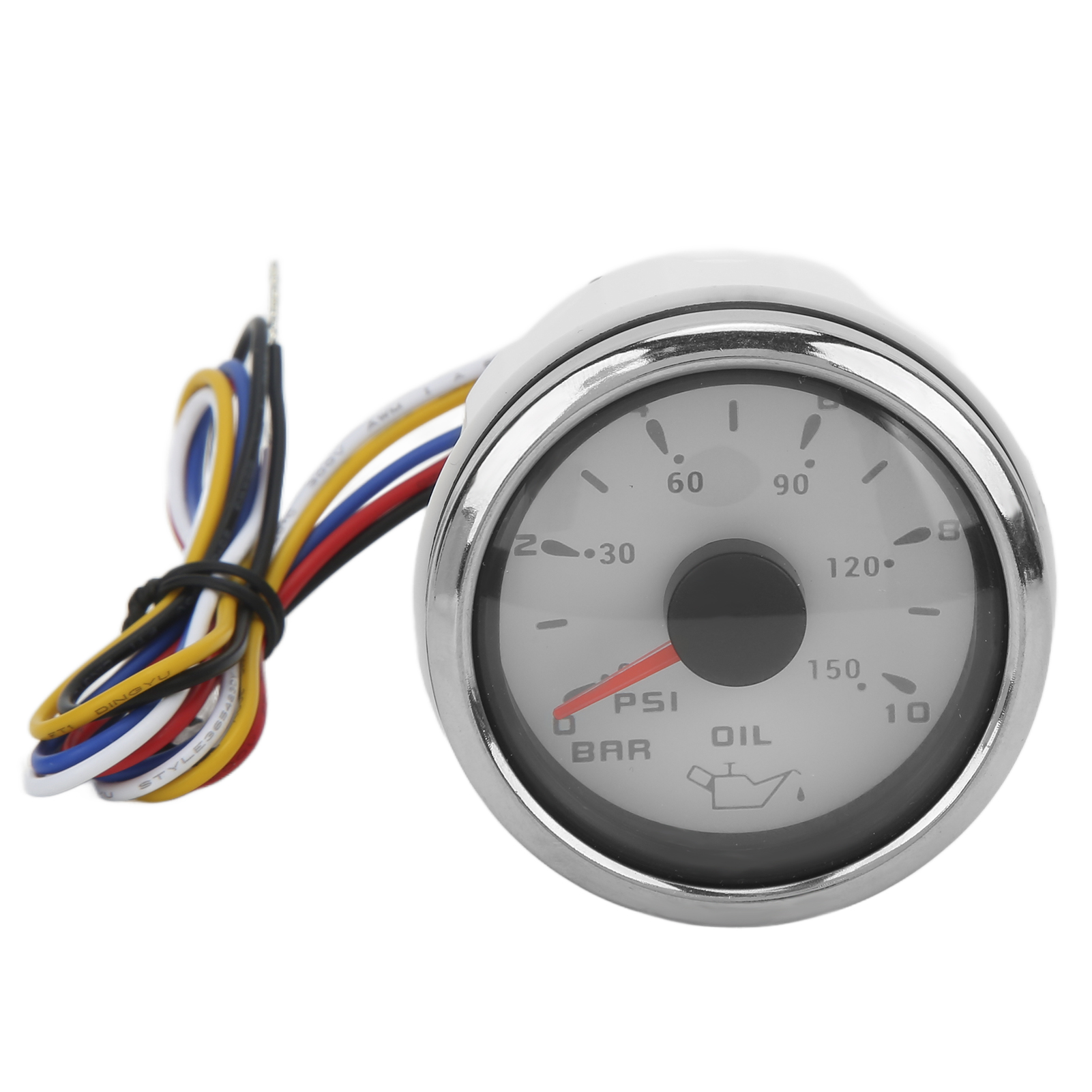 Öldruckanzeige (52 Mm/2,0 Zoll), Zeiger 10–184 Ω, Einstellbare Mehrfarbige Hintergrundbeleuchtung, Universell Für Autos Und Boote, Weiß