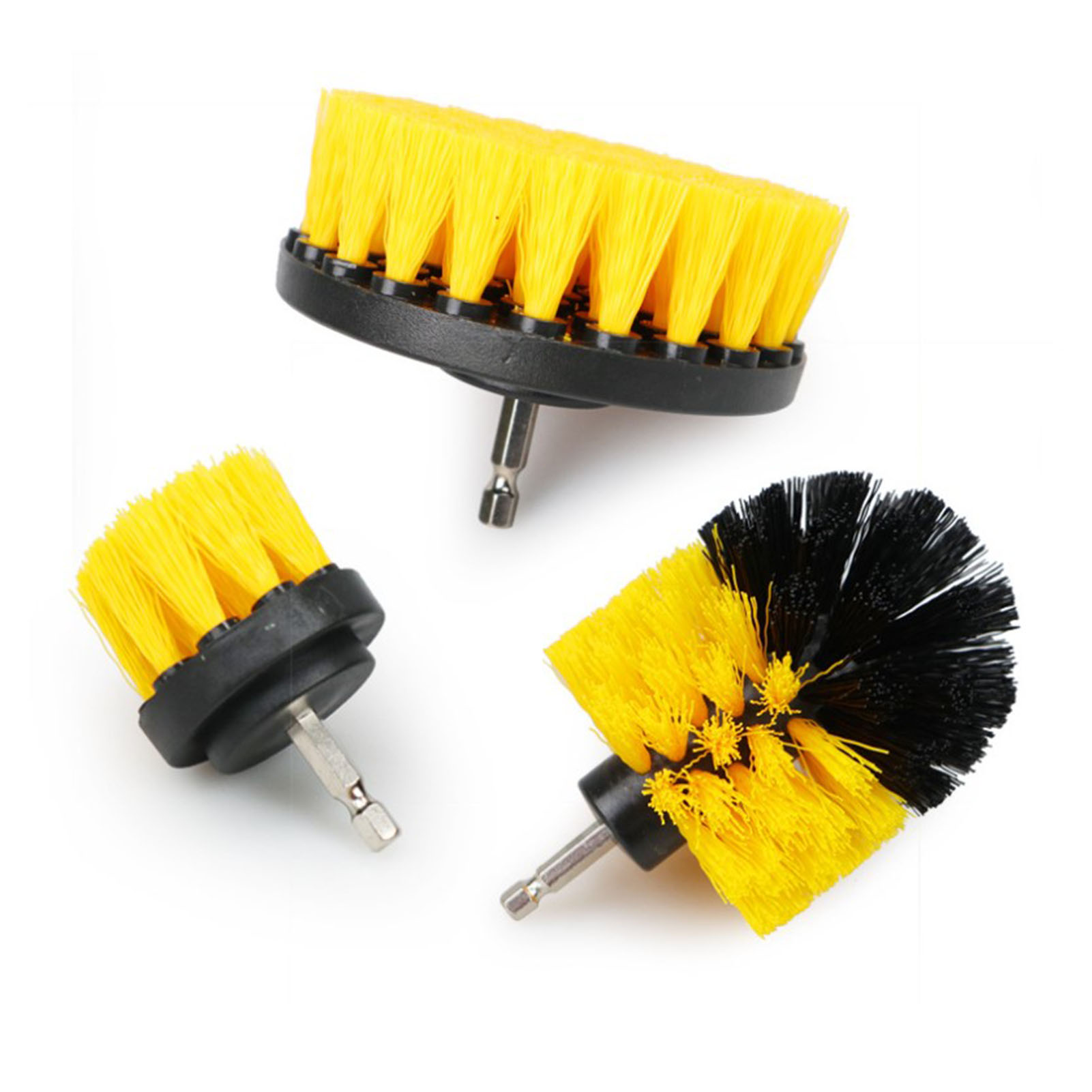 Set Mit 3 Bohrmaschinen-reinigungsbürsten, 2-zoll-, 3,5-zoll- Und 4-zoll-bürstenköpfe, Leistungsstarke Rotationsbürste Für Auto Und Haushalt