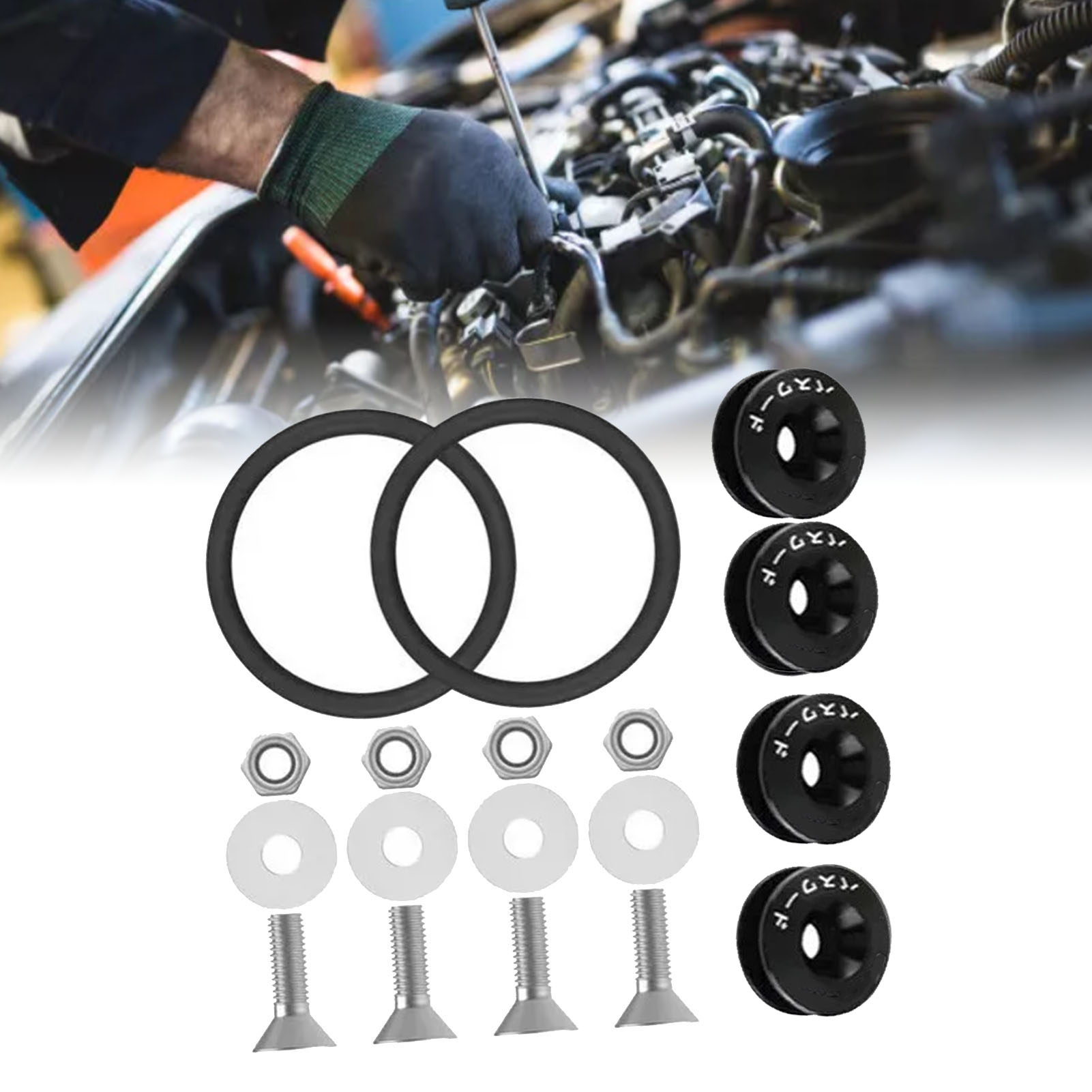 Jdm 12-teiliges Hochfestes Schnellverschluss-befestigungsset, Schwarz Eloxiert, Komplettes Befestigungsmaterial Für Autos