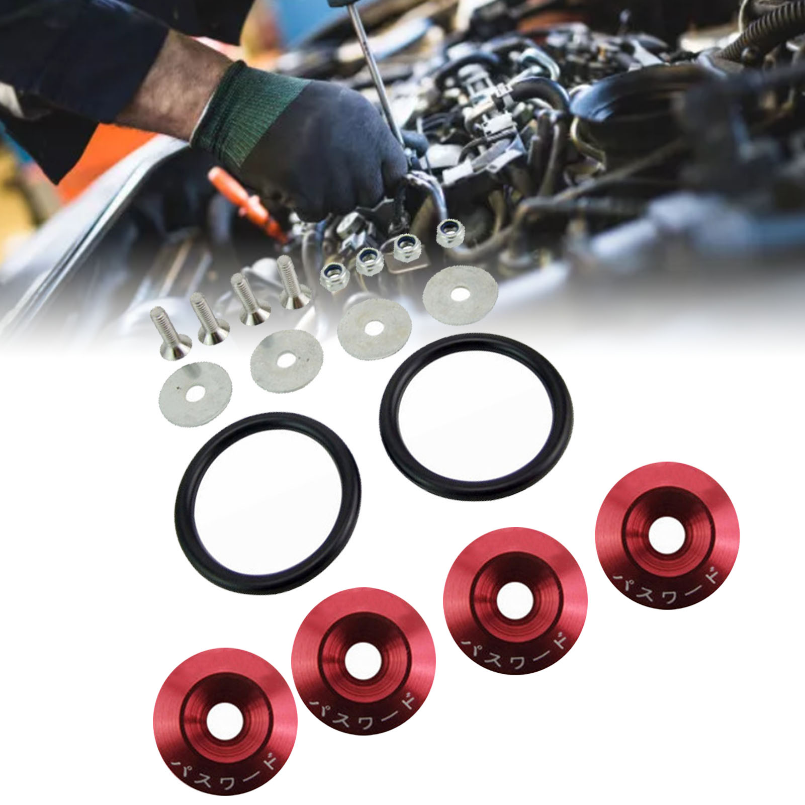 Jdm Schnellverschluss-set Mit Hoher Festigkeit, Rot Eloxierte Oberfläche Für Autos