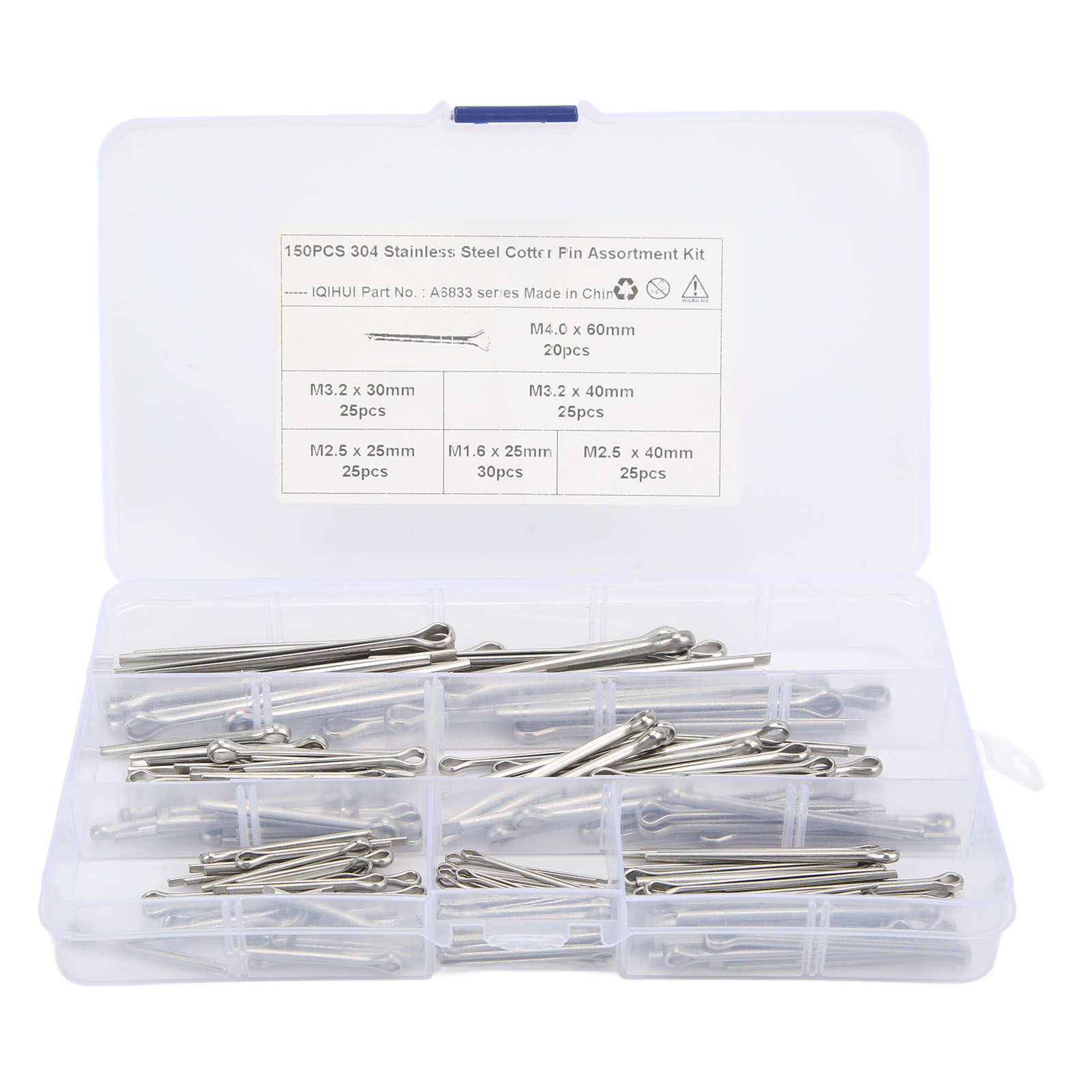 150-teiliges Set Aus Edelstahl-splinten, 6 Größen M1.6x25 M2.5x25/40 M3.2x30/40 M4x60, Befestigungselemente Für Die Reparatur In Auto- Und Lkw-werkstätten.