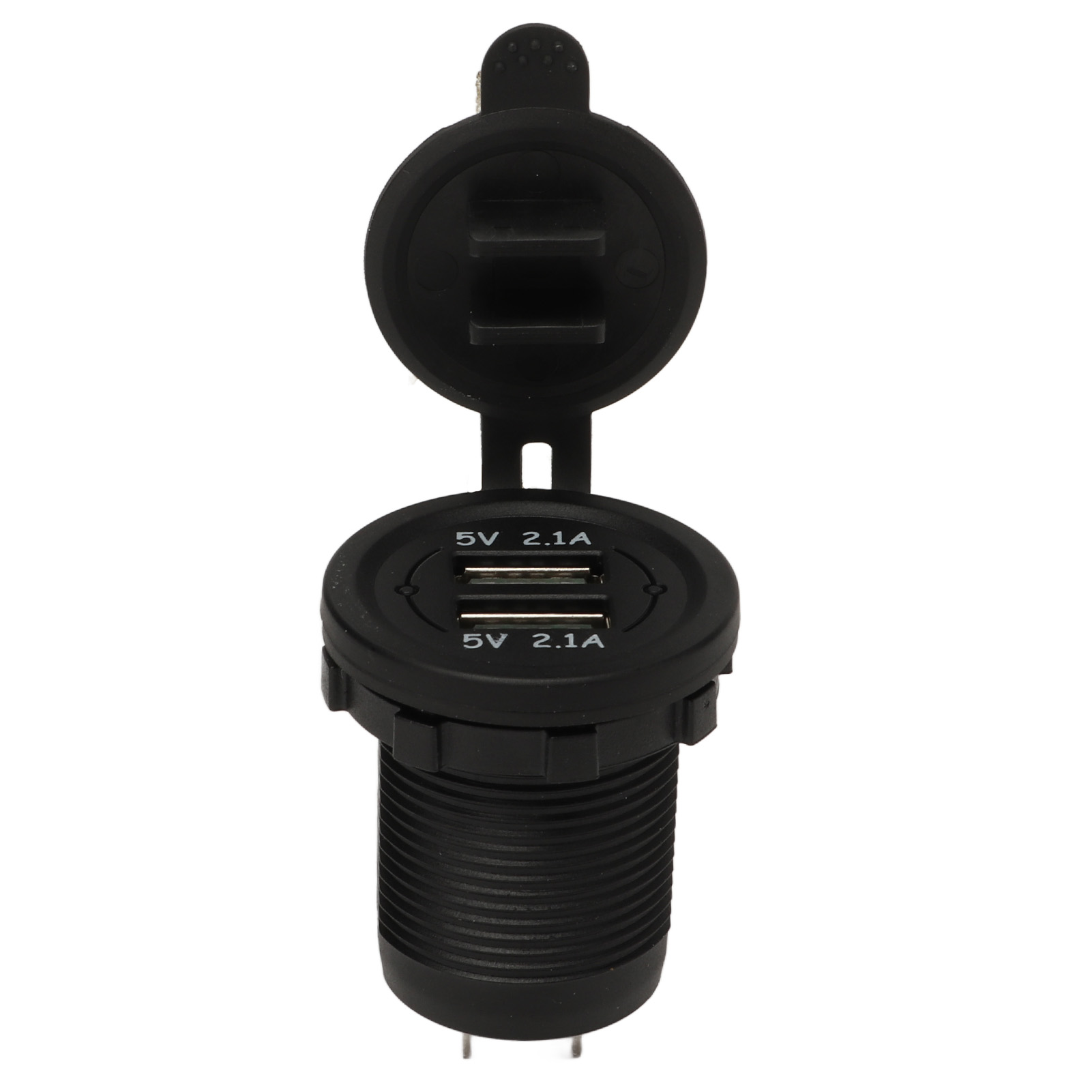 Ip40 Wasserdichtes Usb-autoladegerät Mit Blauer Led-anzeige, Schwarzes Gehäuse, Ul94-v0 Feuerfest, Kompatibel Mit Ios, Android, Auto Und Boot